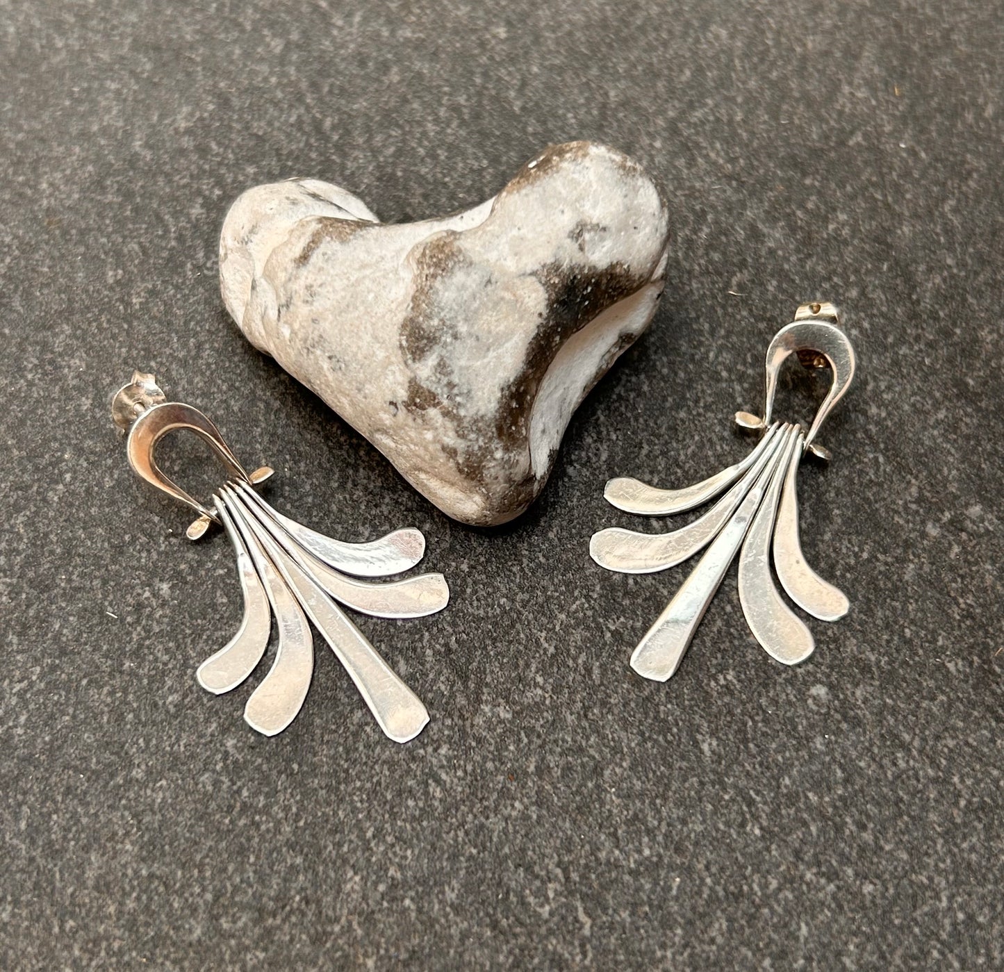 A striking pair of vintage sterling silver Mexican earrings