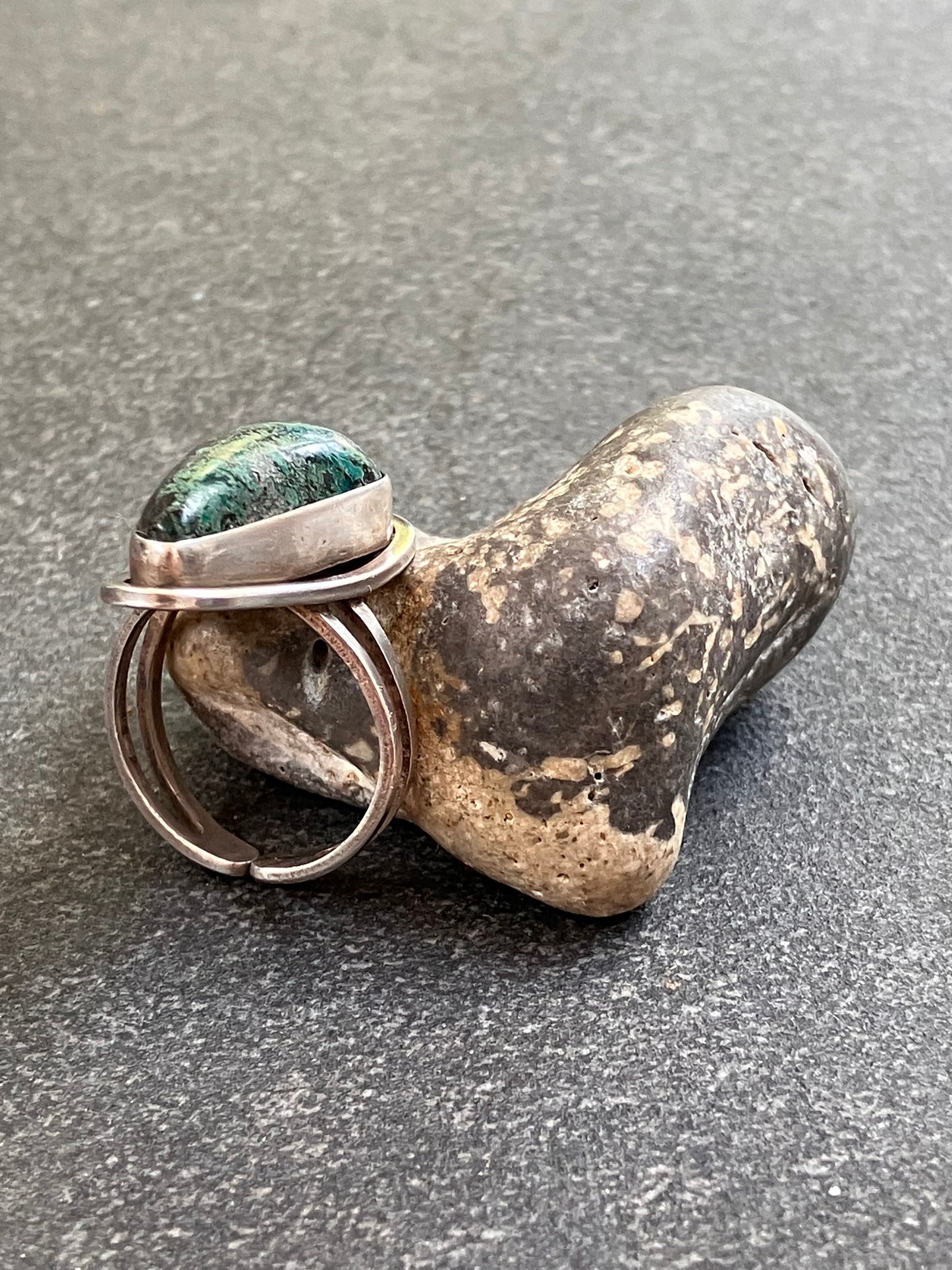 Vintage sterling silver chrysocolla stone ring