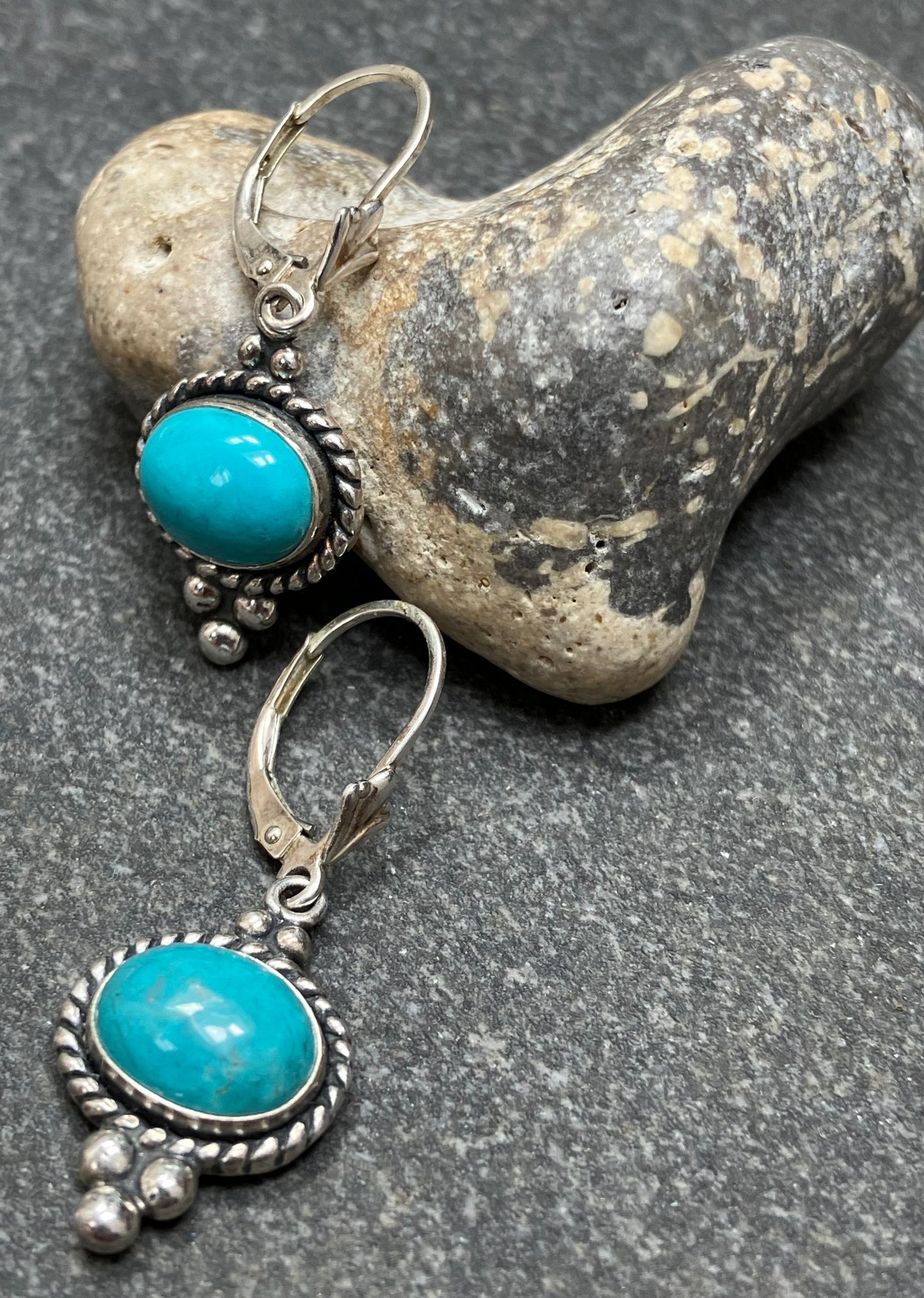 Vintage sterling silver and Turqurenite earrings.