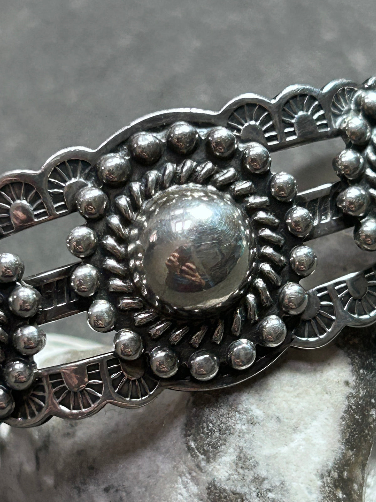 Vintage Sterling Silver & Turquoise Native American Statement Cuff