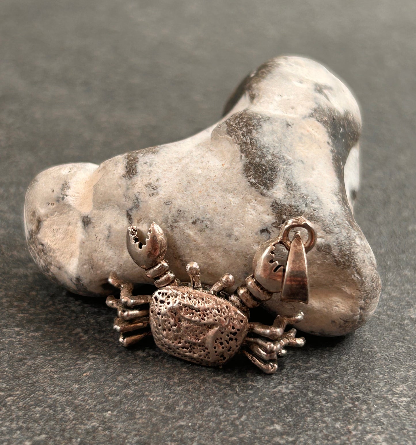 Vintage Articulated sterling silver Crab Pendant.