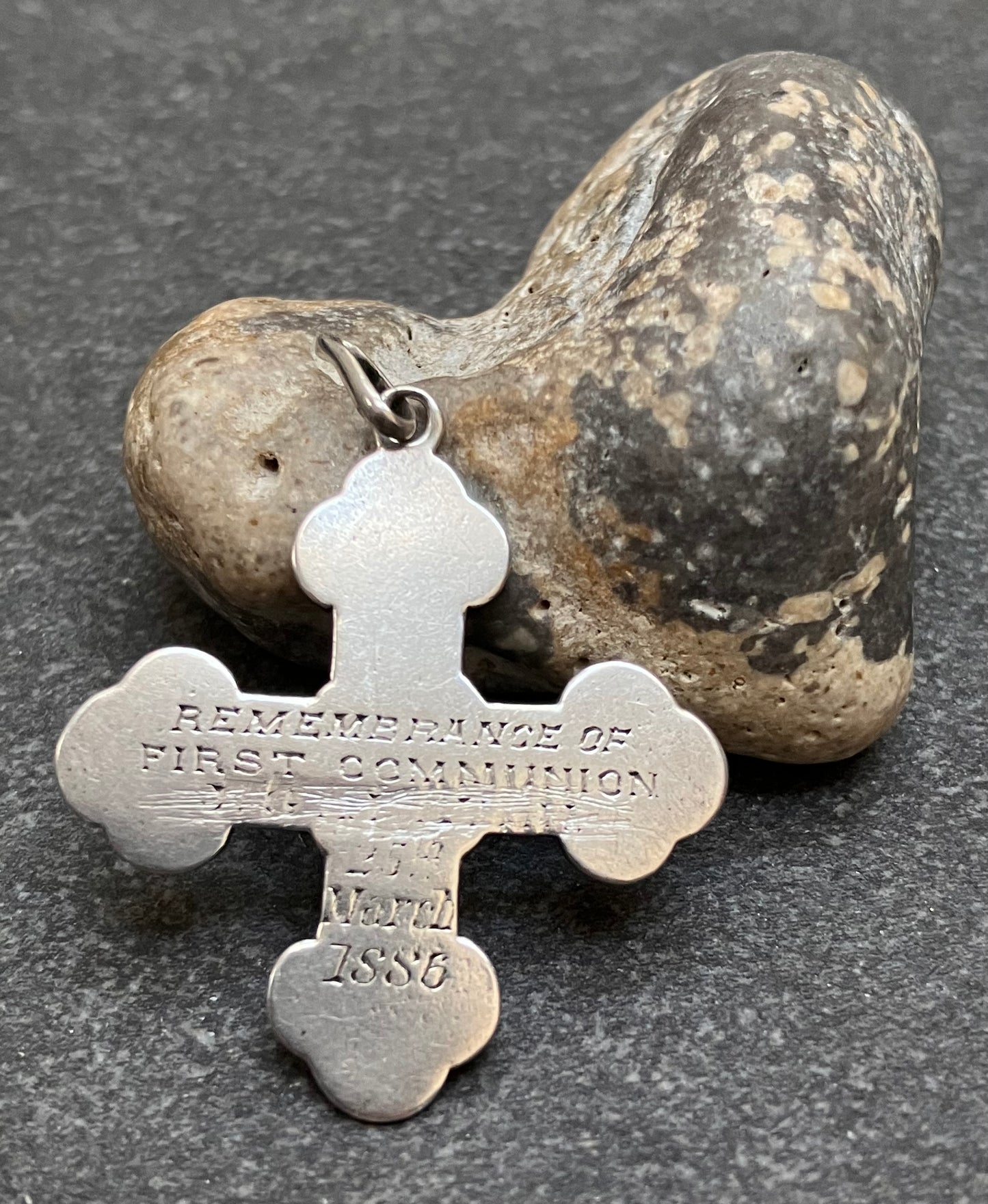 Vintage sterling silver cross dated 1886!