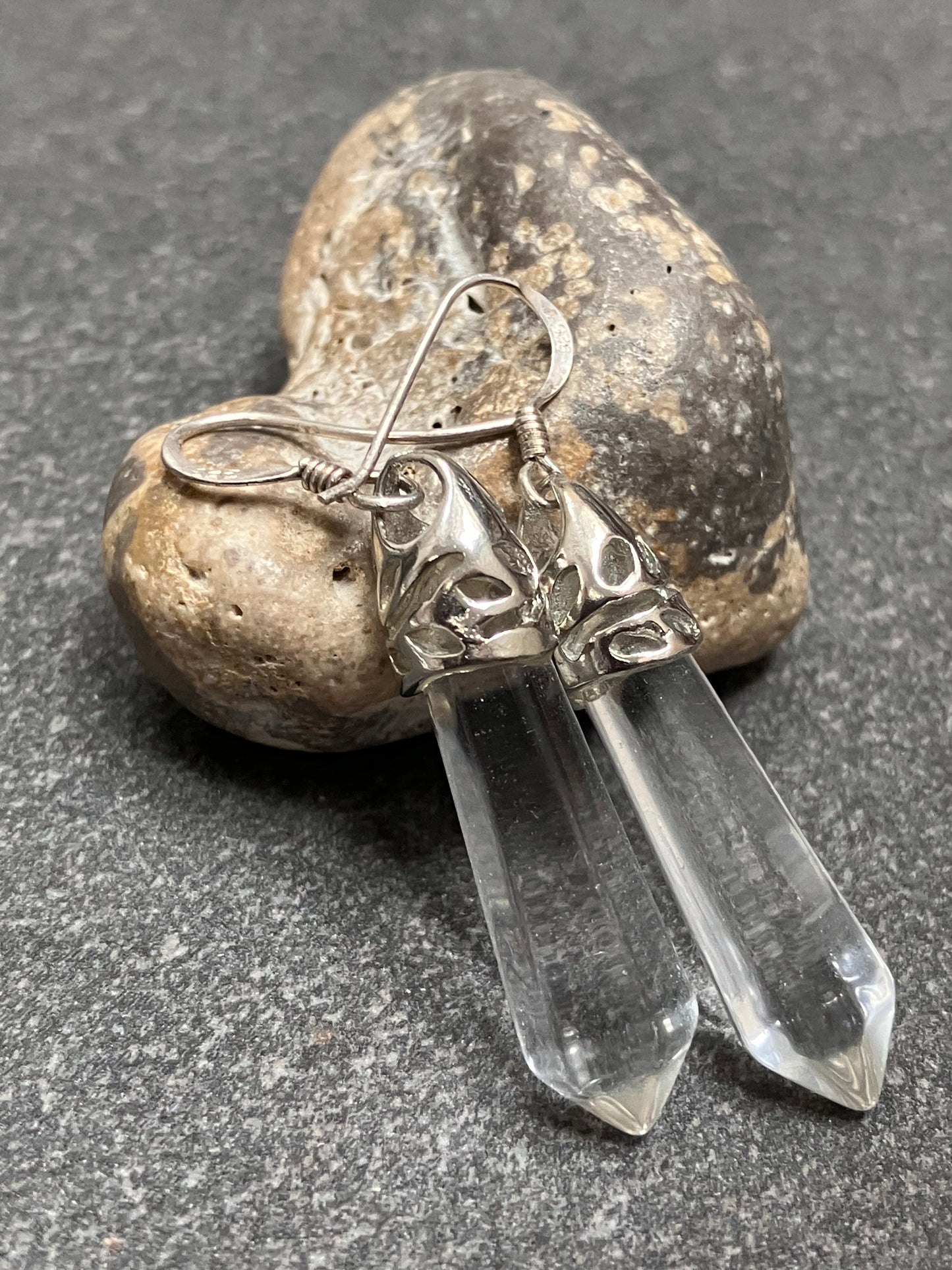 Vintage sterling silver and rock crystal earrings.