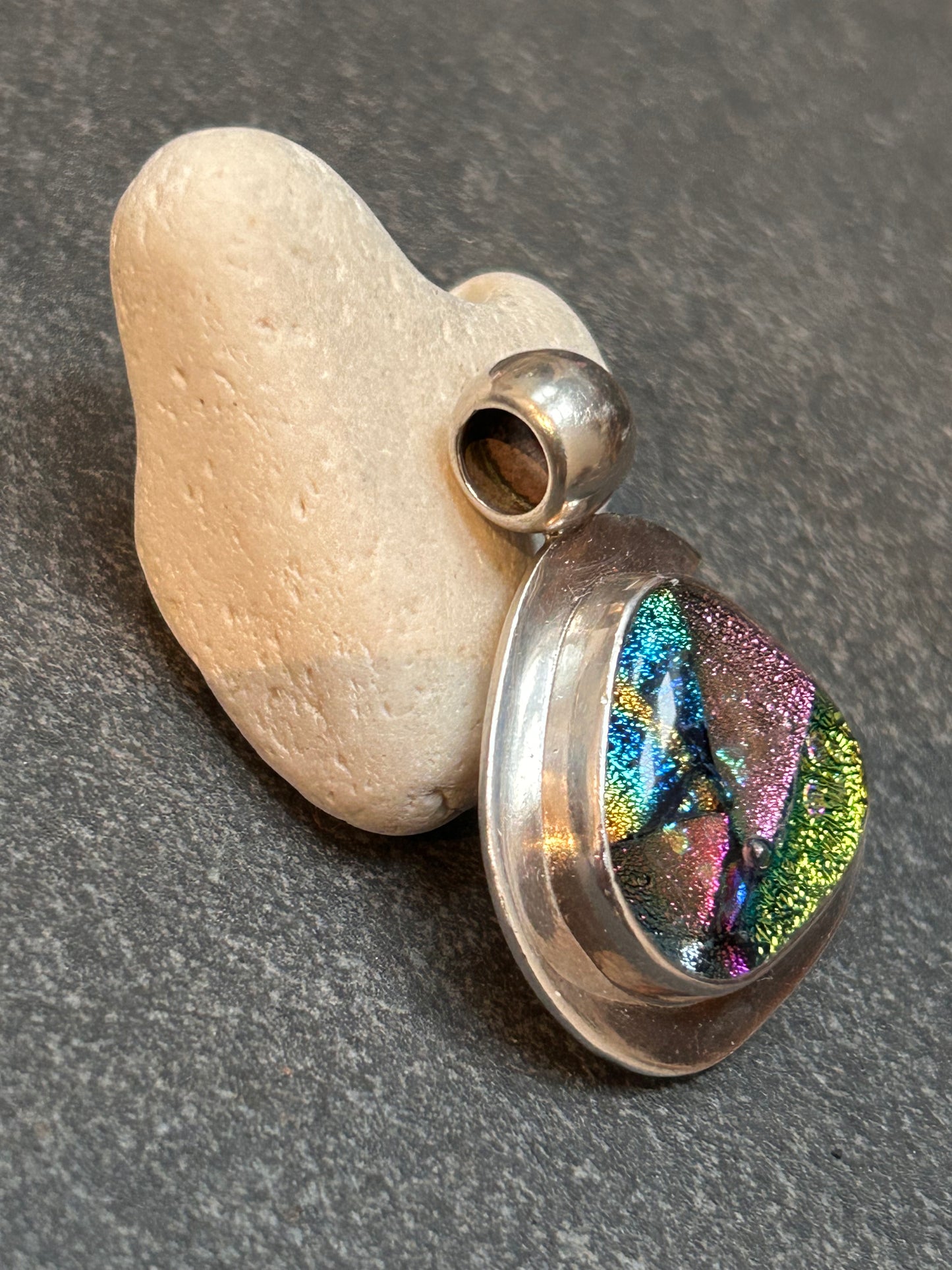 Vintage Sterling Silver & Dichroic Glass Pendant