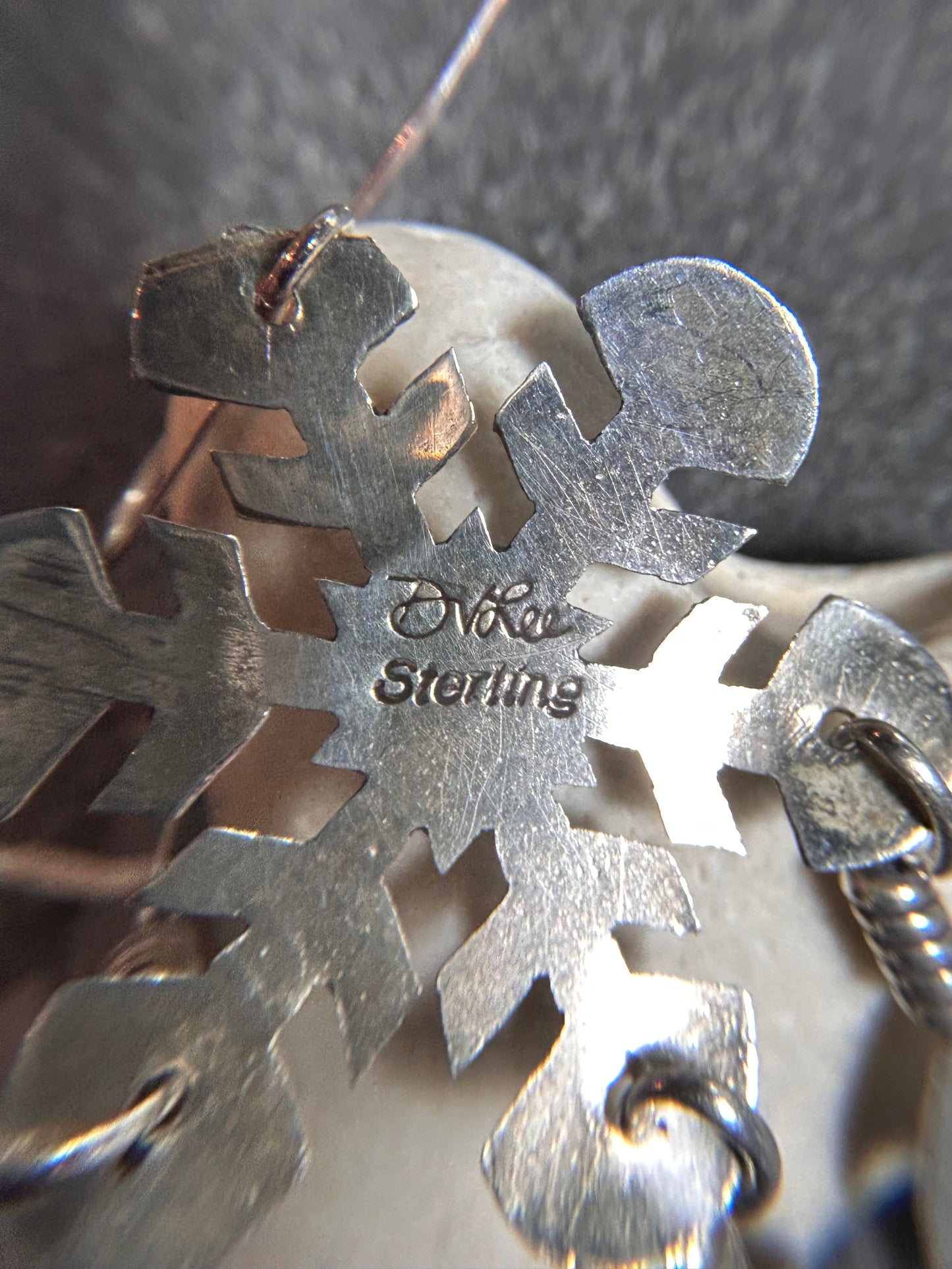 Special Customer Order         Karen Jennings                                Vintage Native American Snowflake and feather earrings.