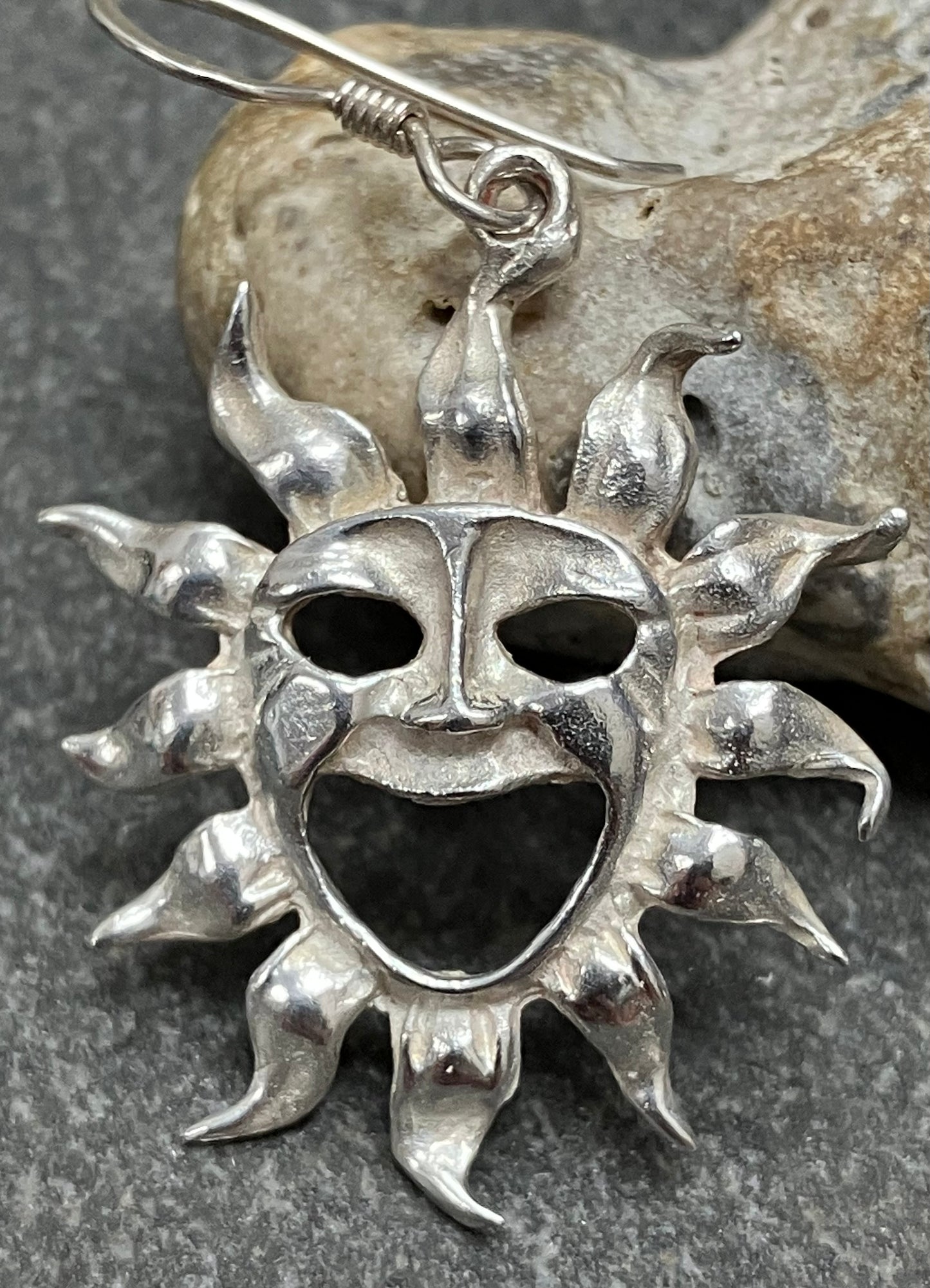 Fantastically whimsical vintage sterling silver laughing suns