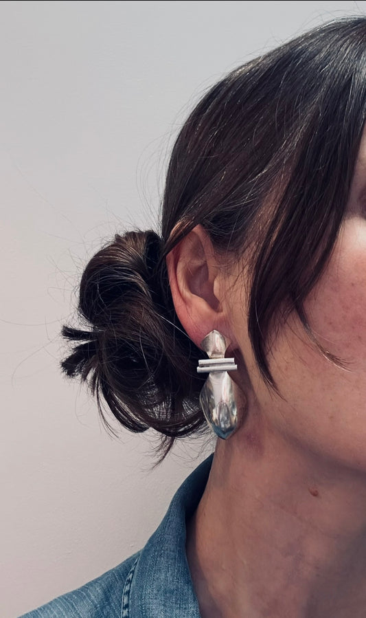 Artisan Vintage Sterling Silver Statement Earrings.