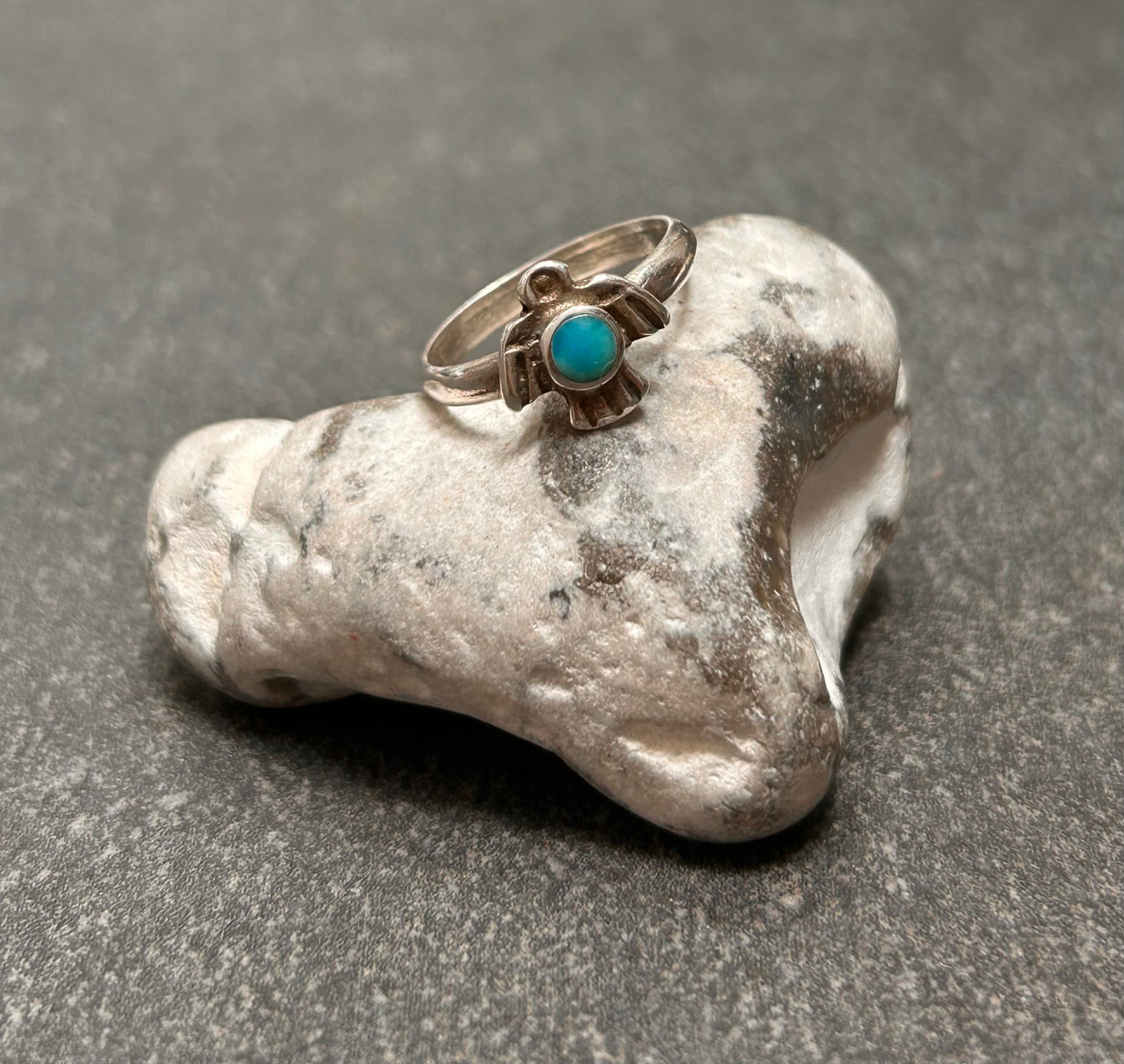 A wonderfully detailed vintage sterling silver Native American Thunderbird ring