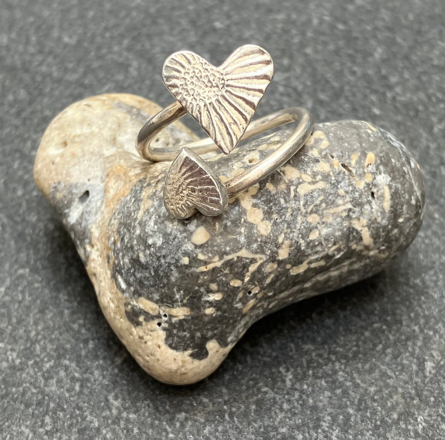 Vintage artisan two heart ring