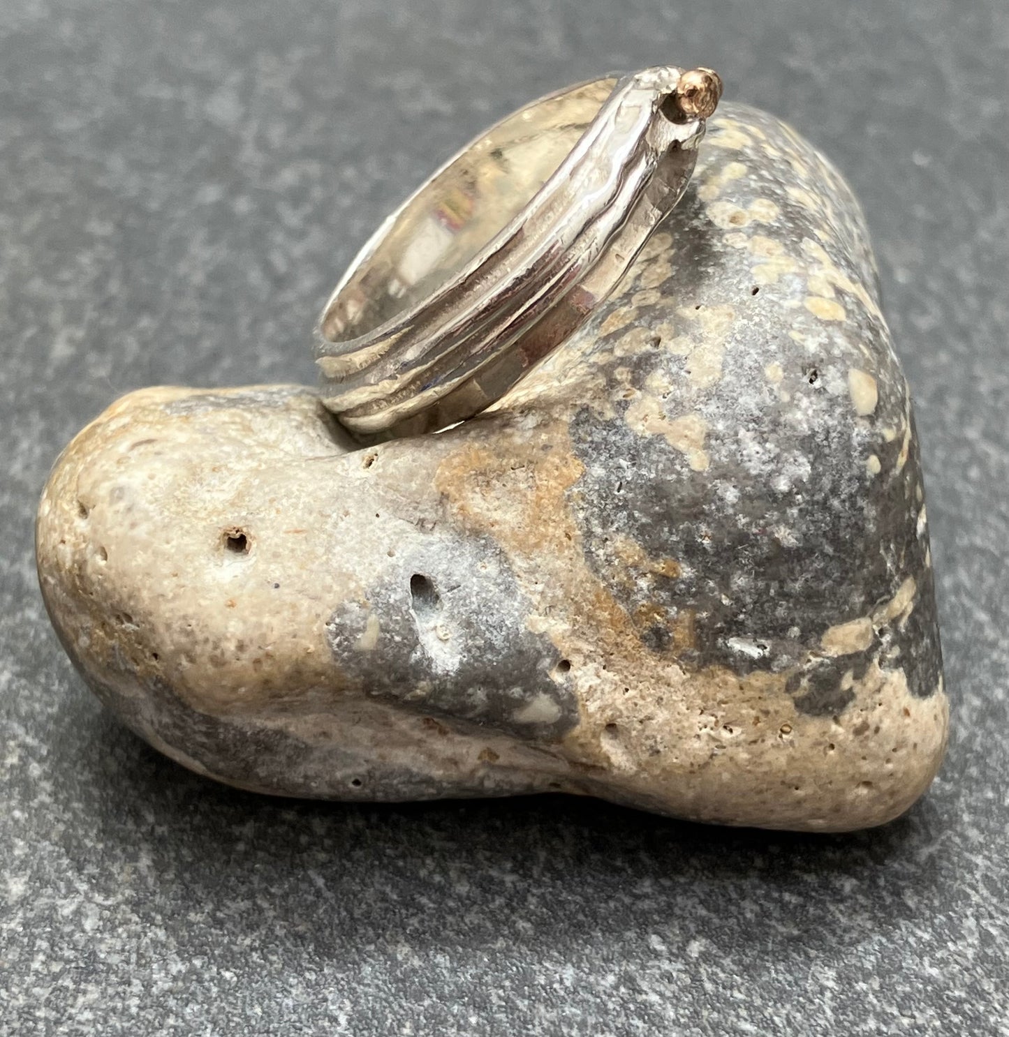 Vintage Swedish sterling silver and rose gold ring.