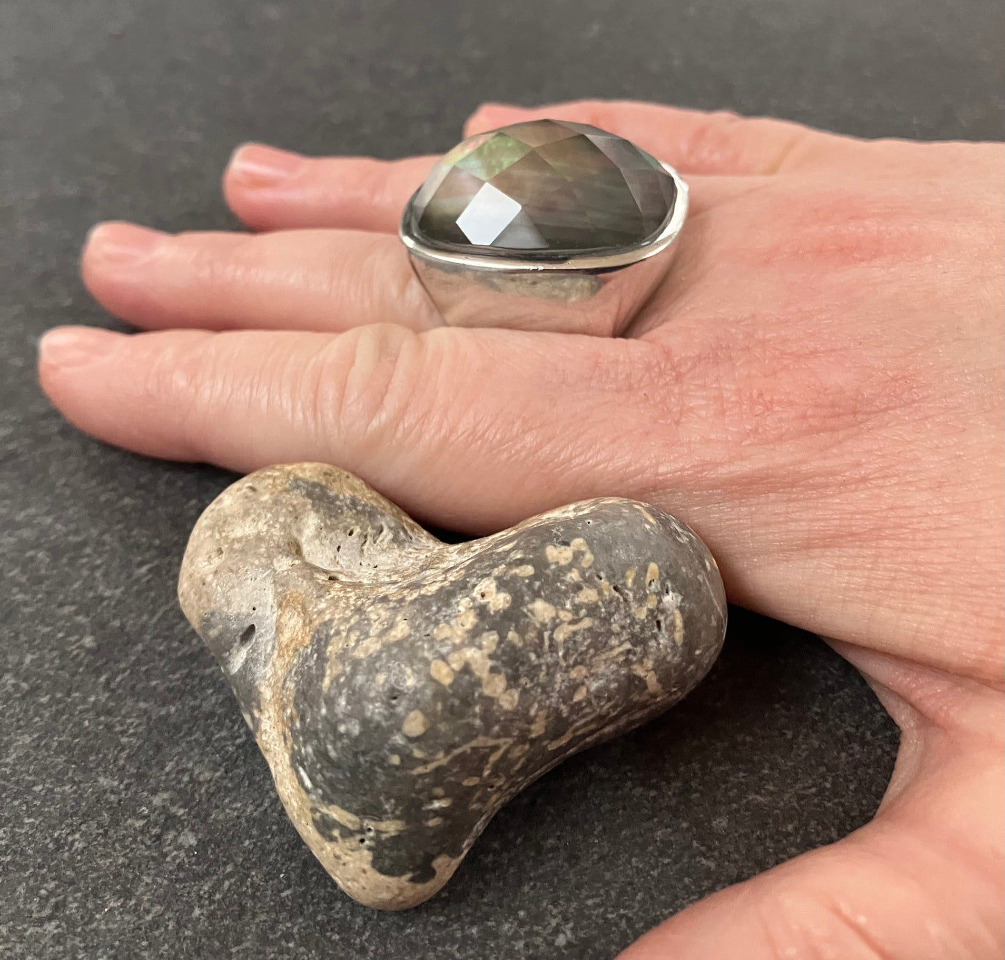 Impressive labradorite sterling silver ring.