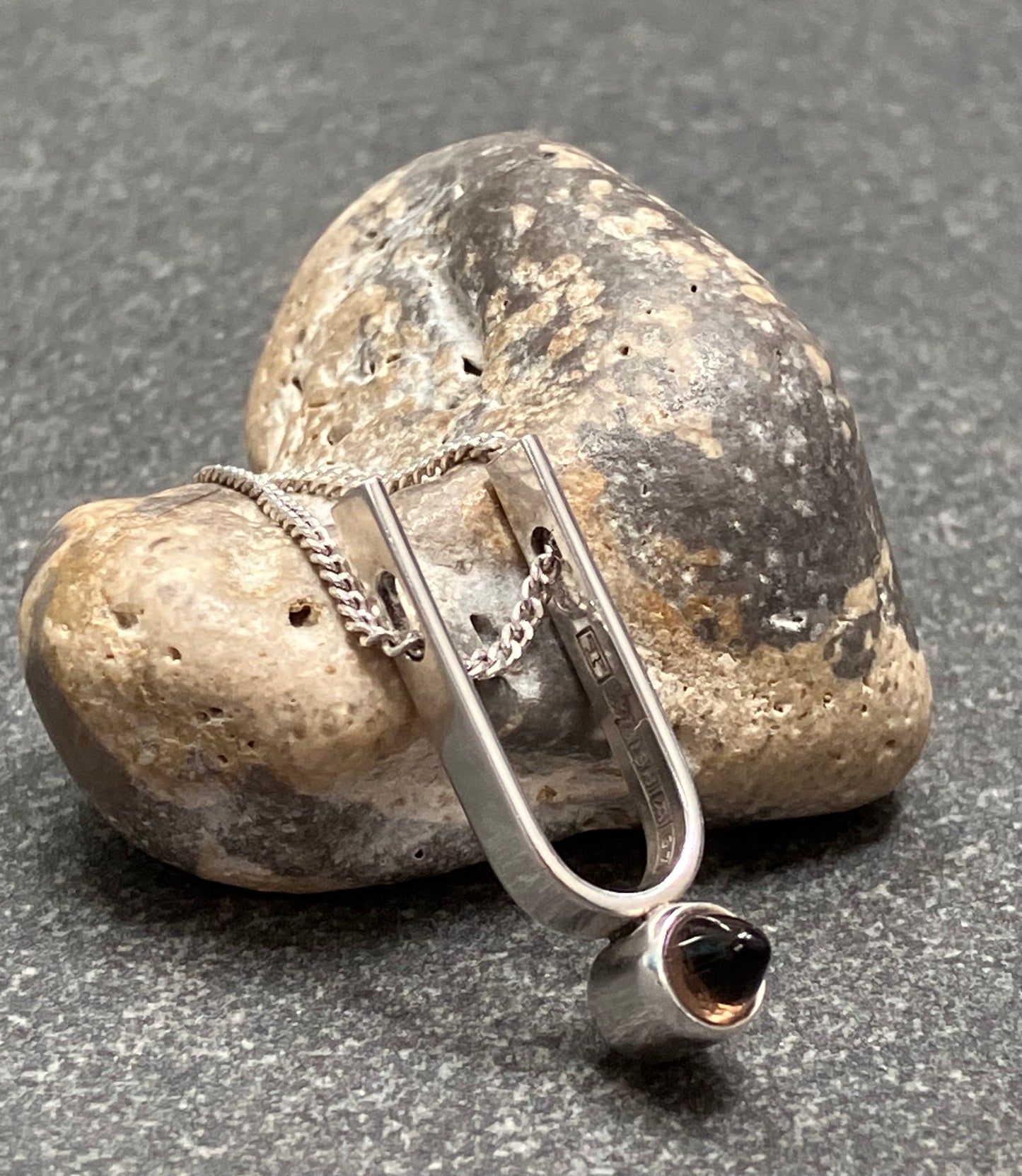 Vintage sterling silver & smokey quartz pendant by the Finnish silversmith Elis Kauppi for Kupittaan Kultaz.