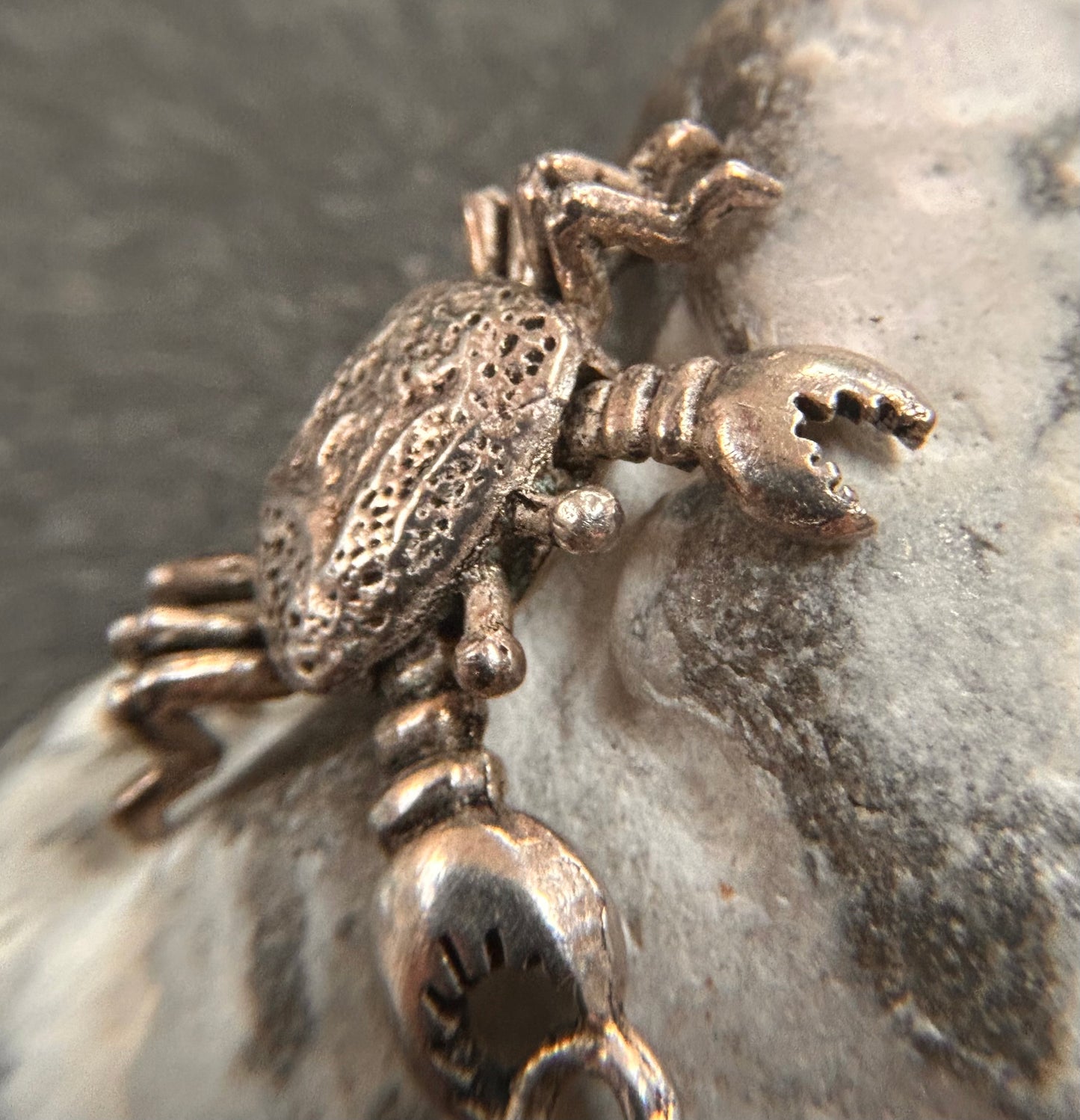 Vintage Articulated sterling silver Crab Pendant.