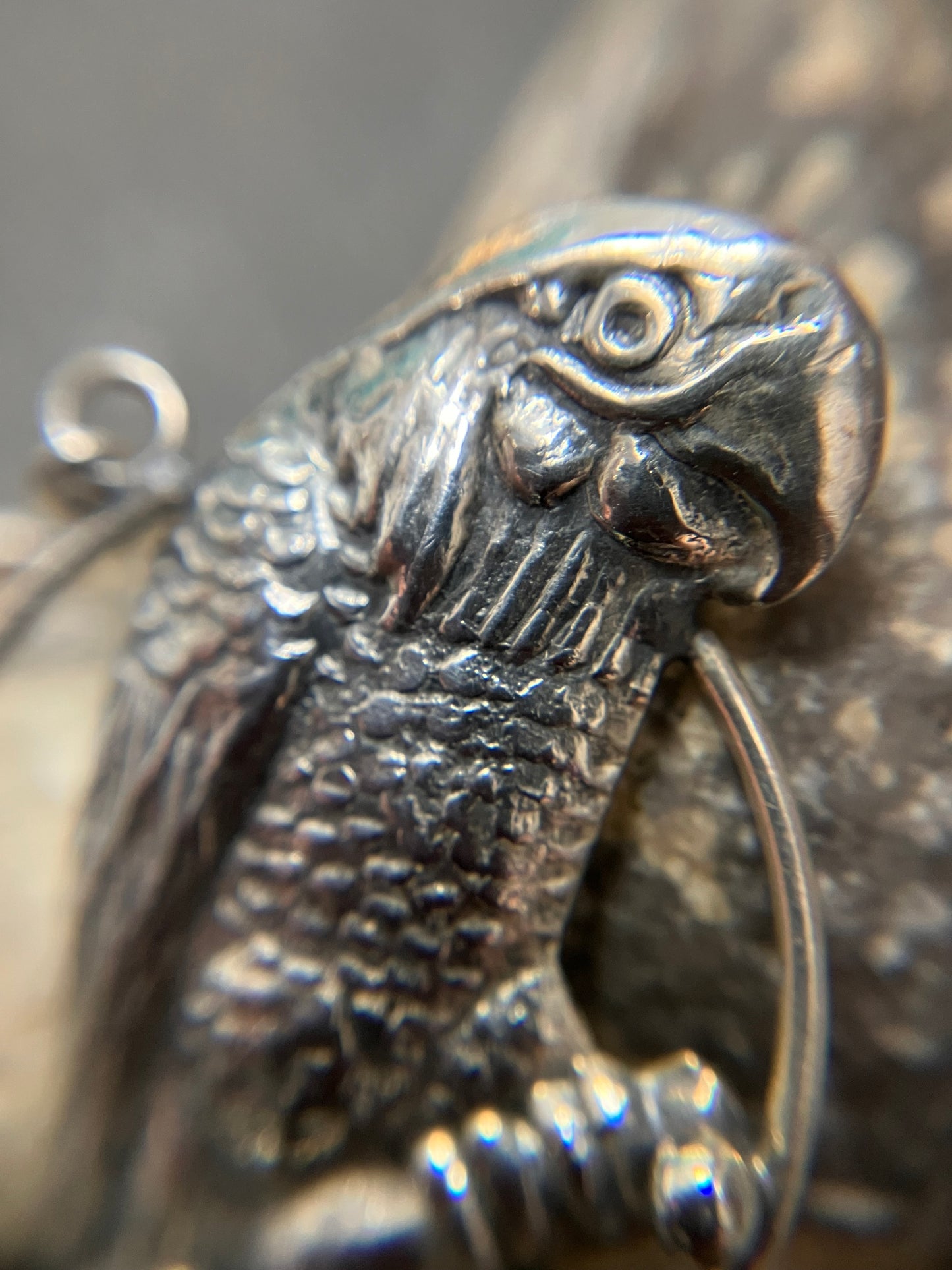 Absolutely super fun vintage sterling silver Native American parrot earrings!