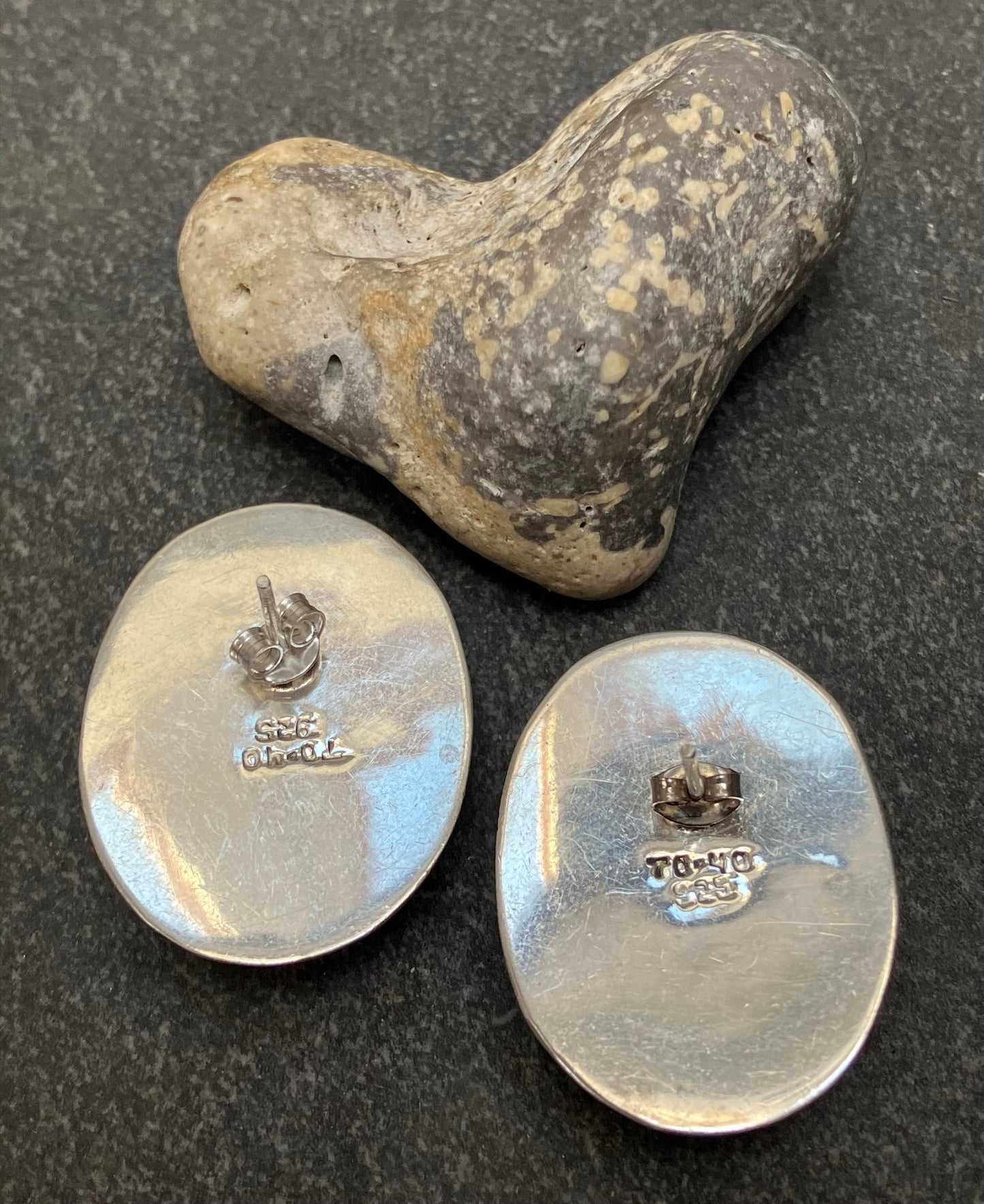 Vintage large sterling silver earrings.
