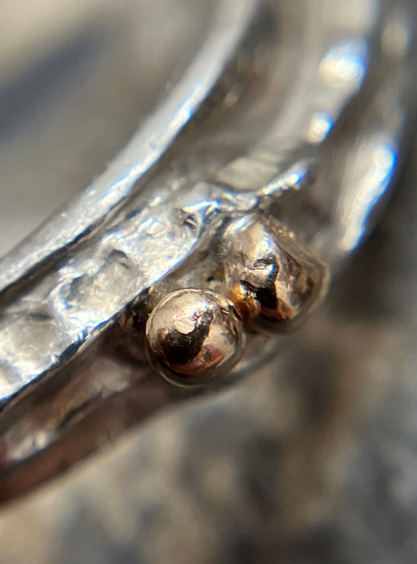 Vintage Swedish sterling silver and rose gold ring.