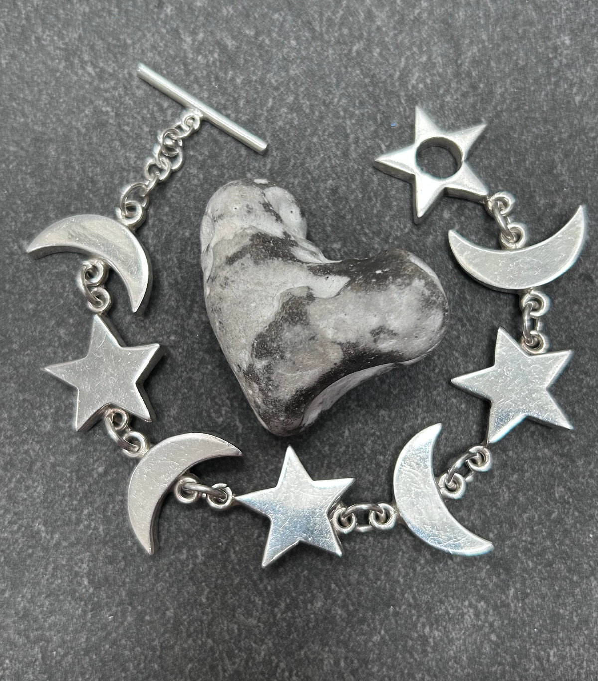 Vintage sterling silver moon & star Mexican bracelet