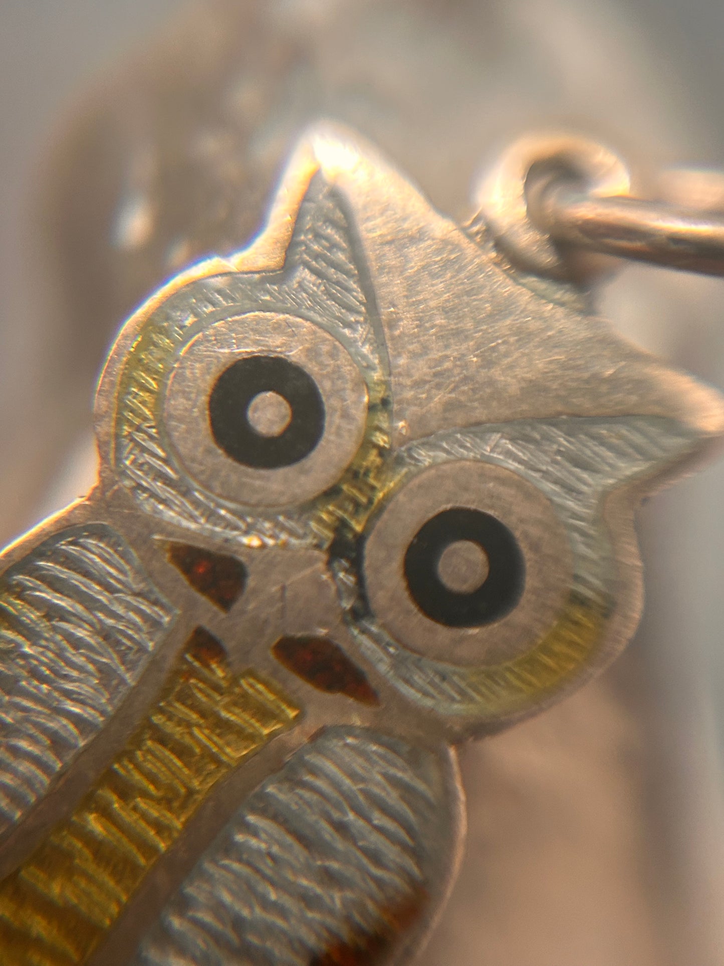 Vintage Ari D.Norman enamel owl pendant