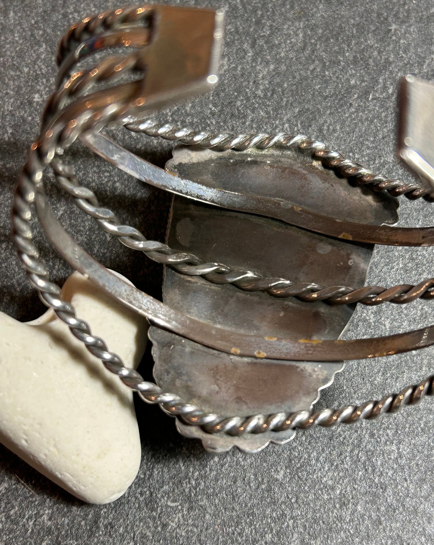 Spectacular Vintage Mexican Sterling Silver Warrior Bangle