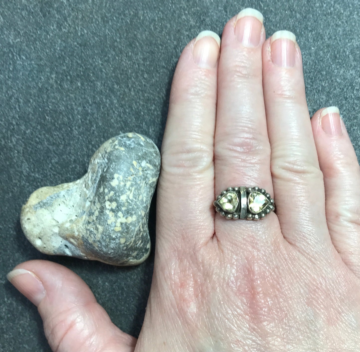 Delicate vintage sterling silver and citrine ring.