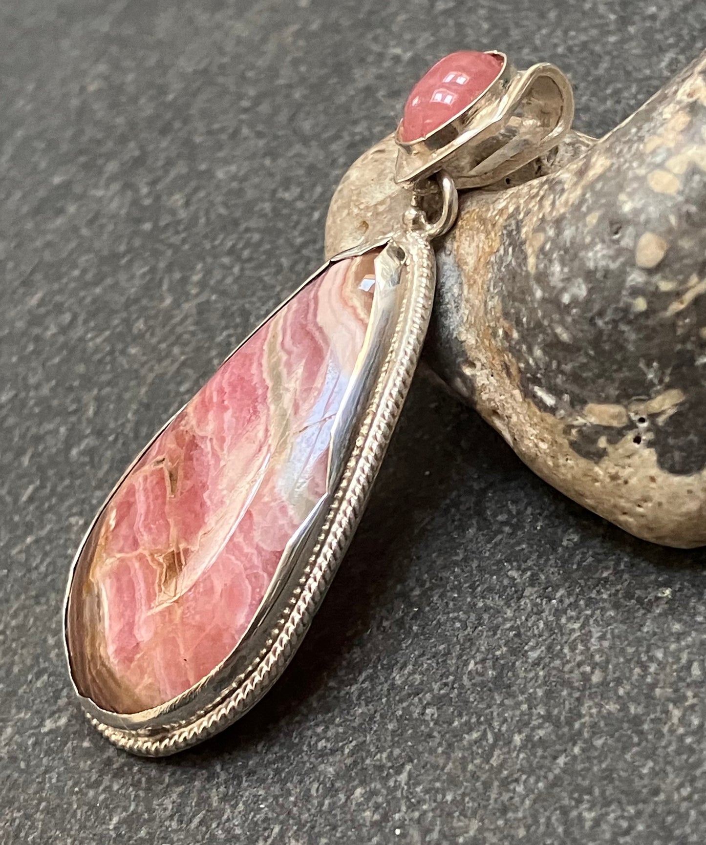 Vintage sterling silver and Rhodochrosite pendant.