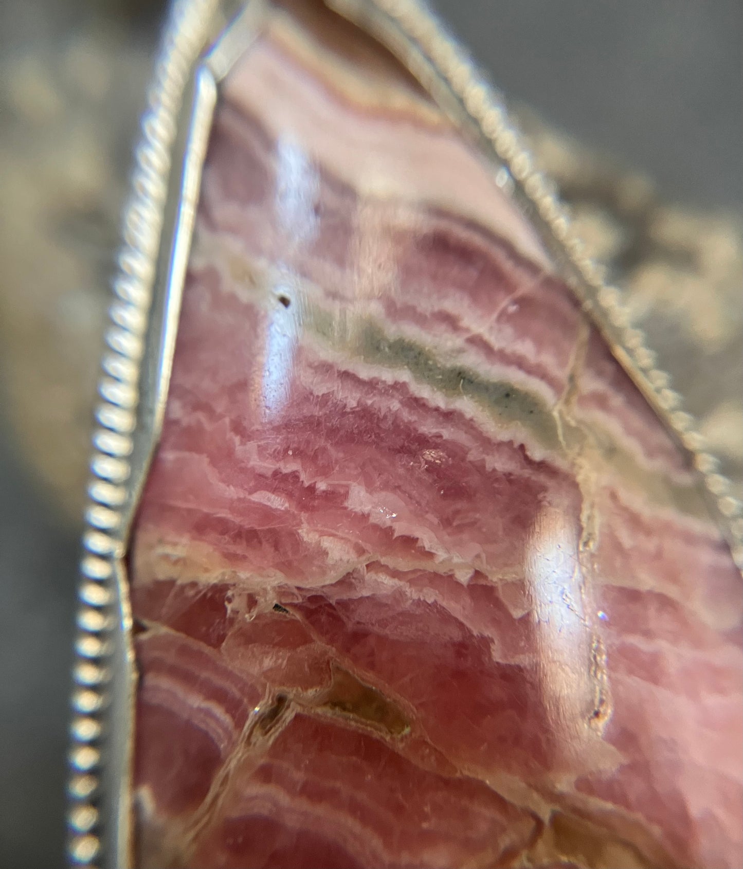 Vintage sterling silver and Rhodochrosite pendant.