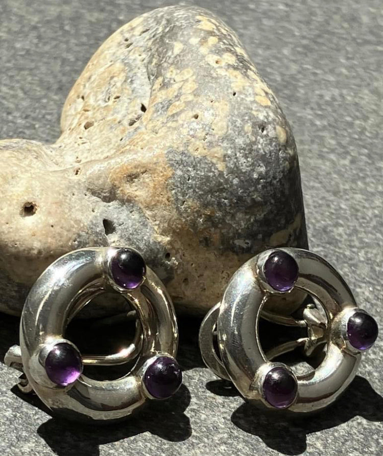 Vintage sterling silver and amethyst earrings 1997