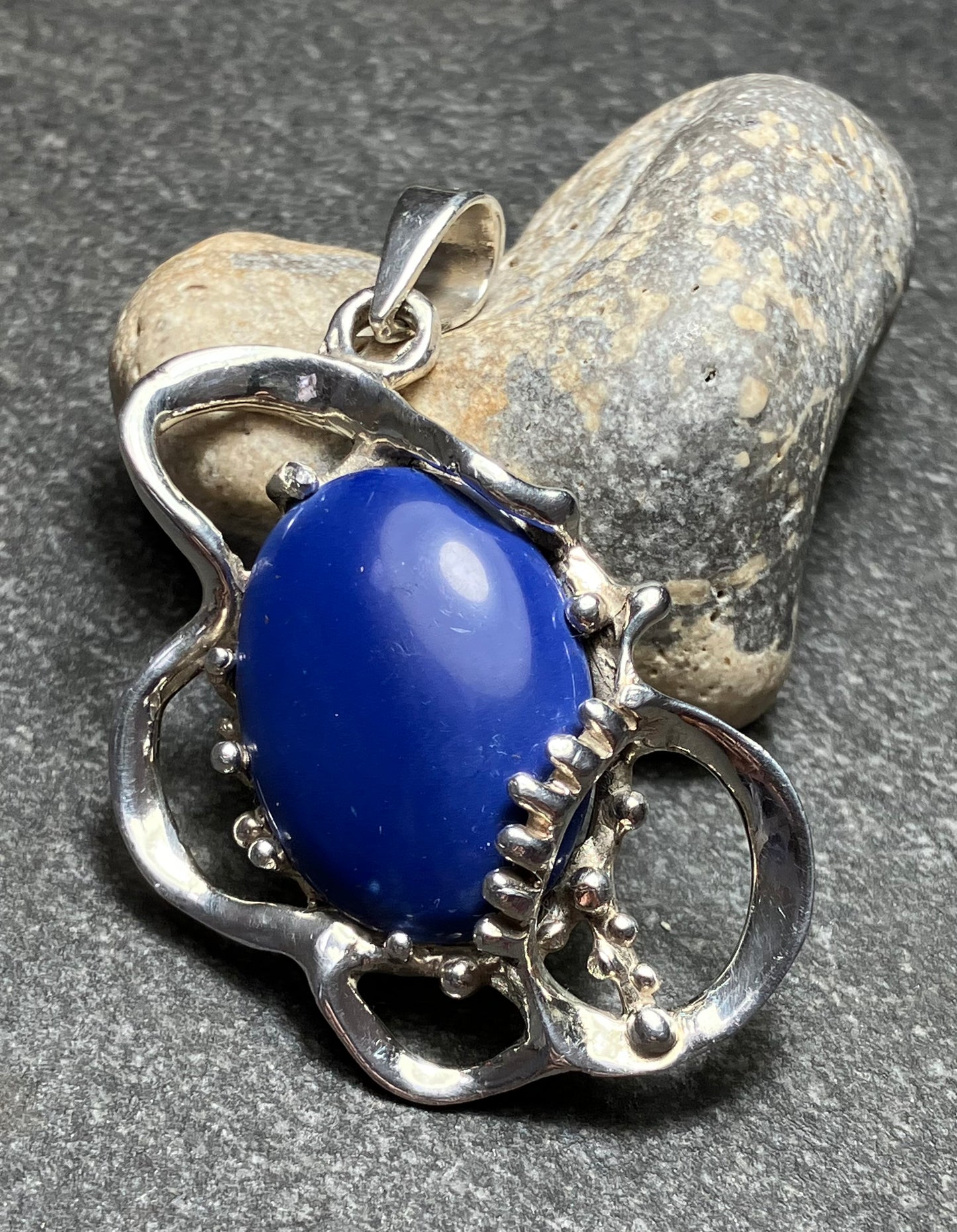 Vintage Mexican sterling silver and blue quartz stone.