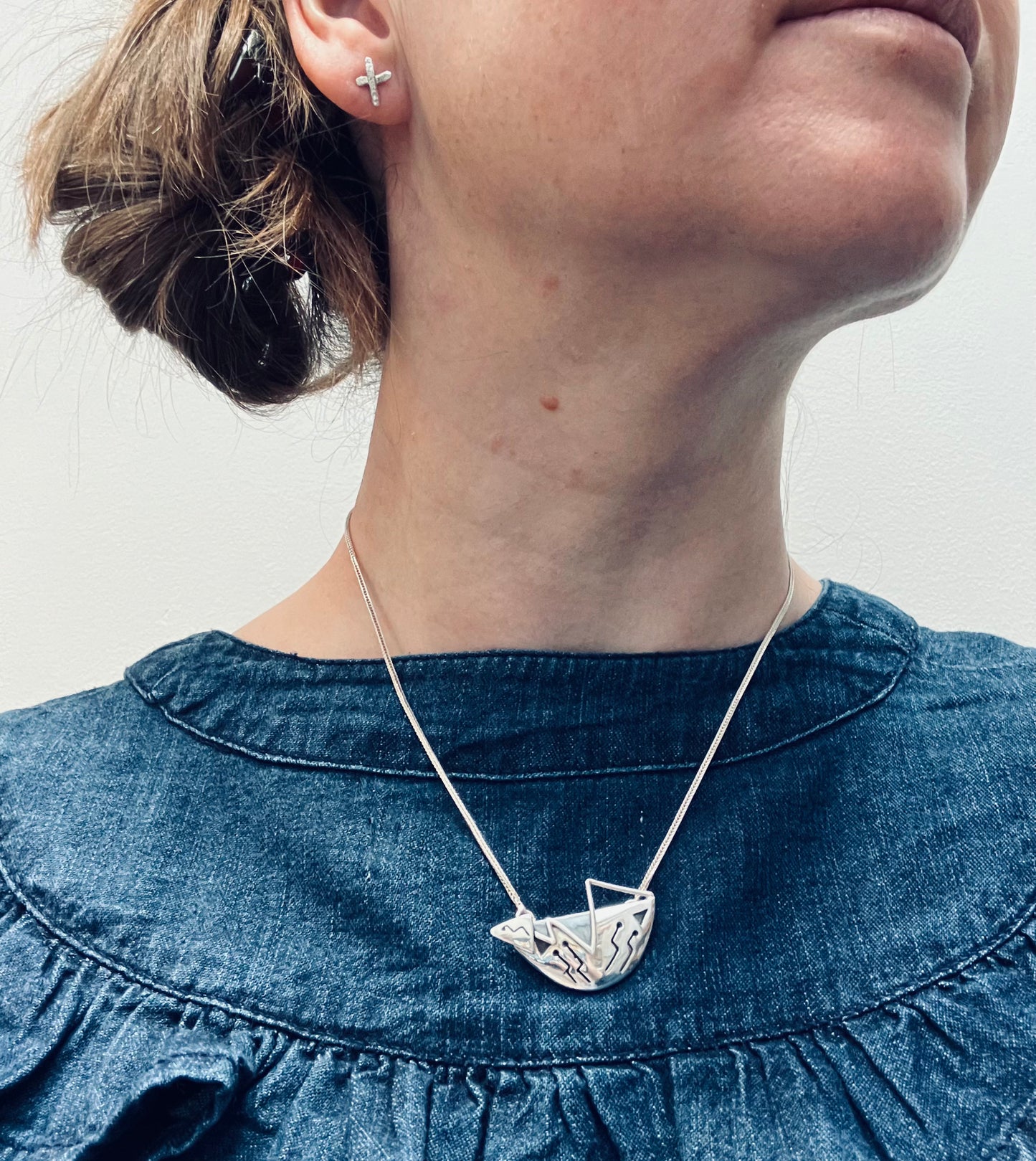 Superb artisan vintage sterling silver necklace. I love the shape and detail on this piece.