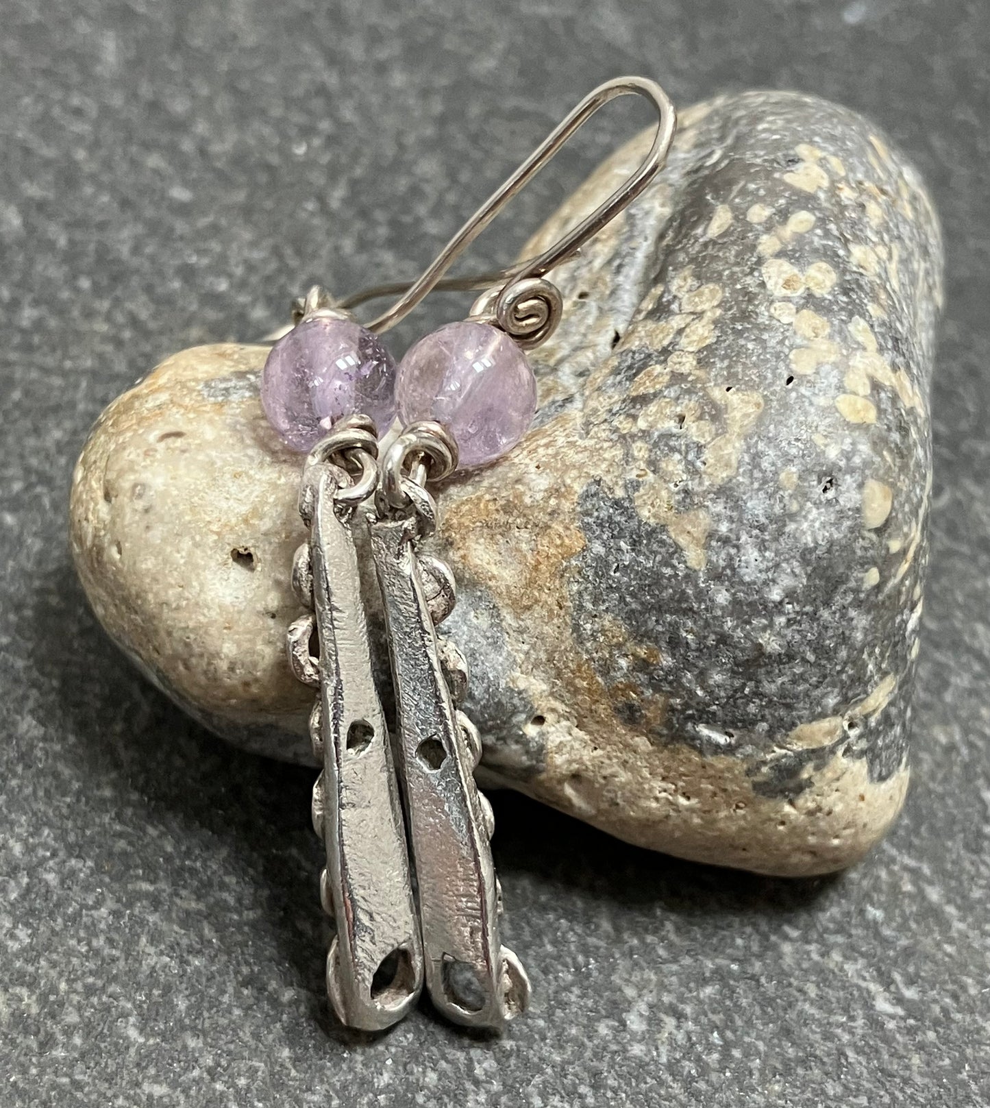 Vintage sterling silver and amethyst earrings.