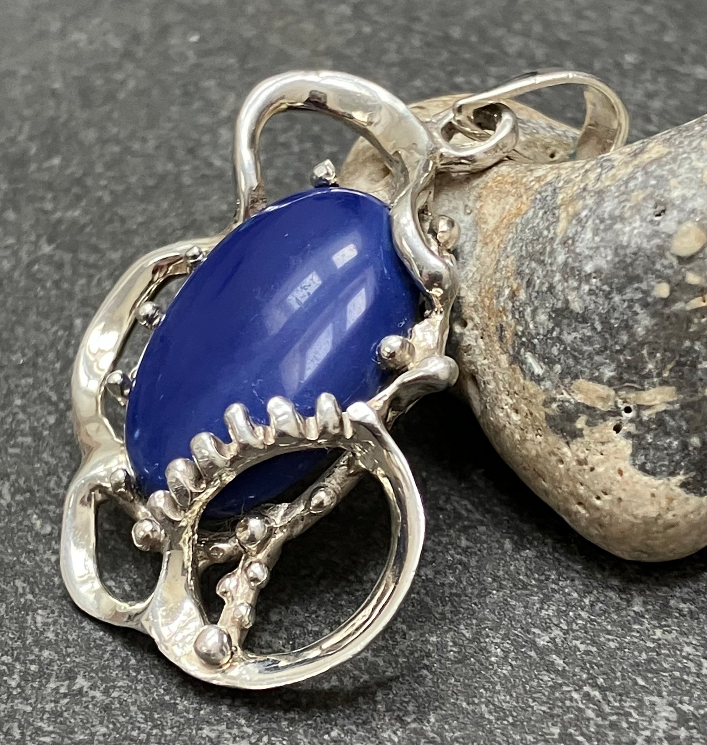 Vintage Mexican sterling silver and blue quartz stone.