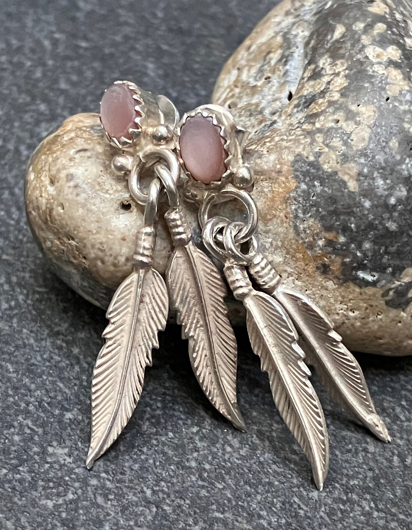 Vintage sterling silver Native American earrings.