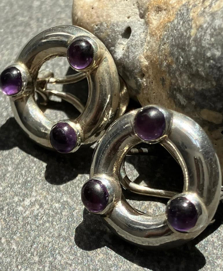 Vintage sterling silver and amethyst earrings 1997