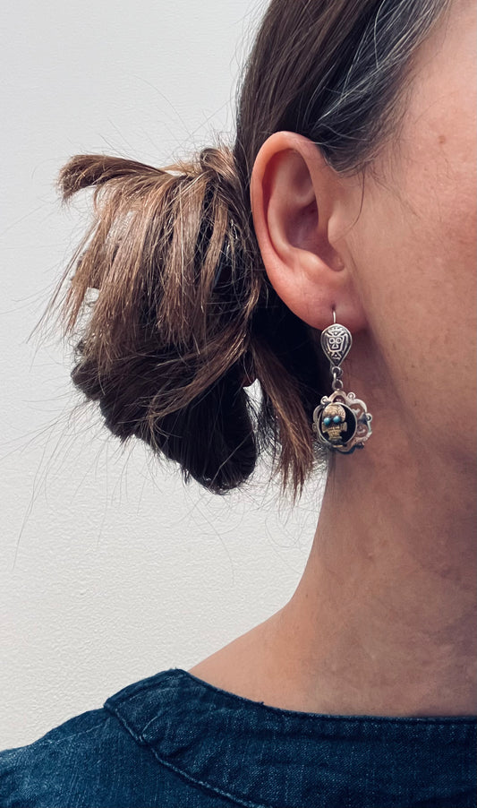 Native American skull earrings. Rare.