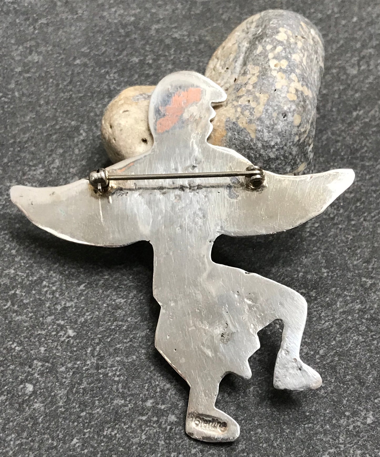 Statement vintage sterling silver Zuni tribal dancer. ‘Free as a bird’