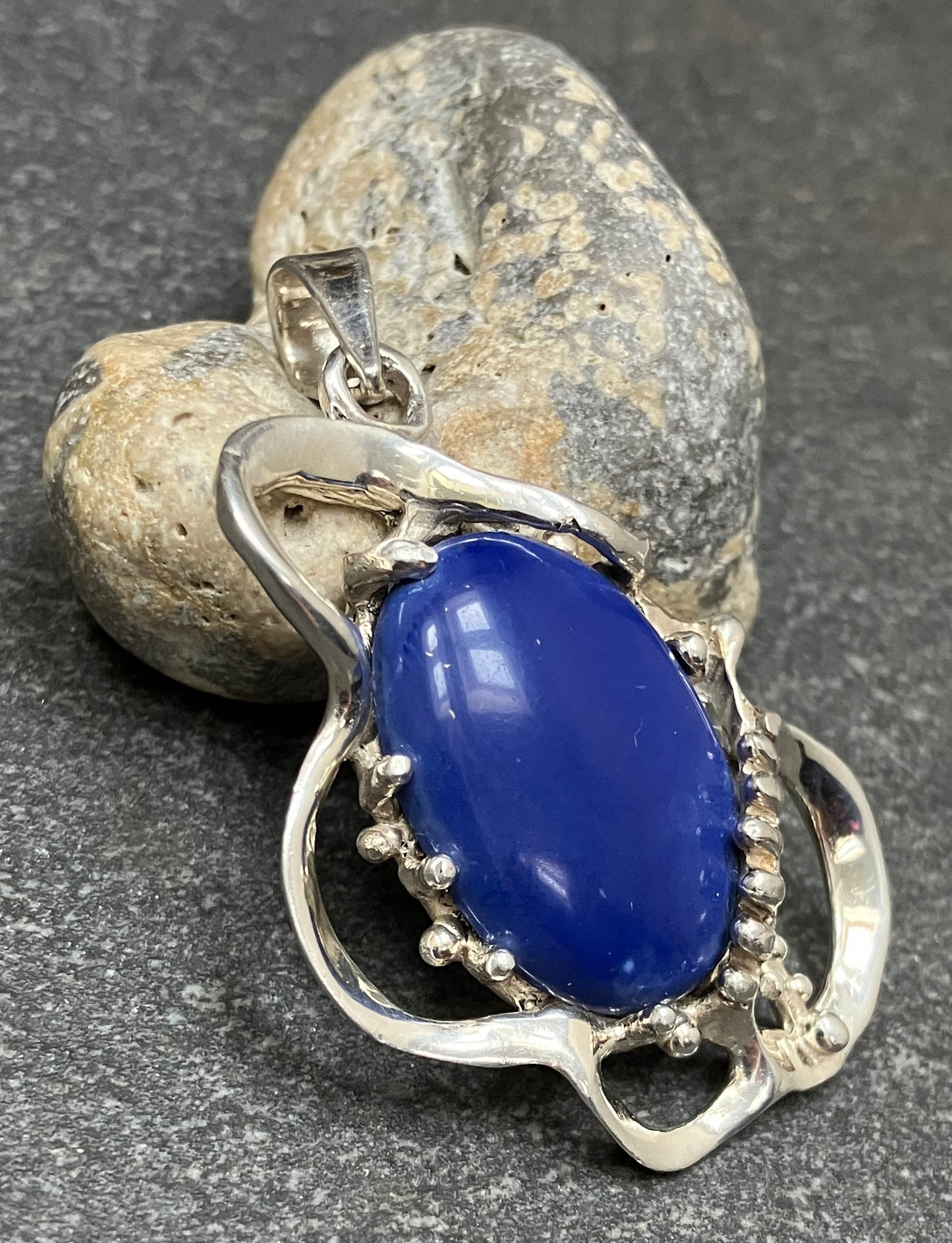 Vintage Mexican sterling silver and blue quartz stone.