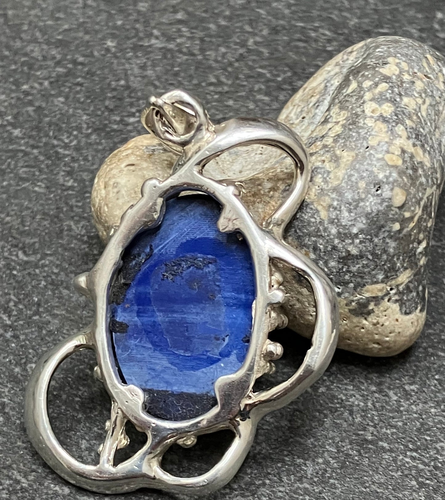 Vintage Mexican sterling silver and blue quartz stone.