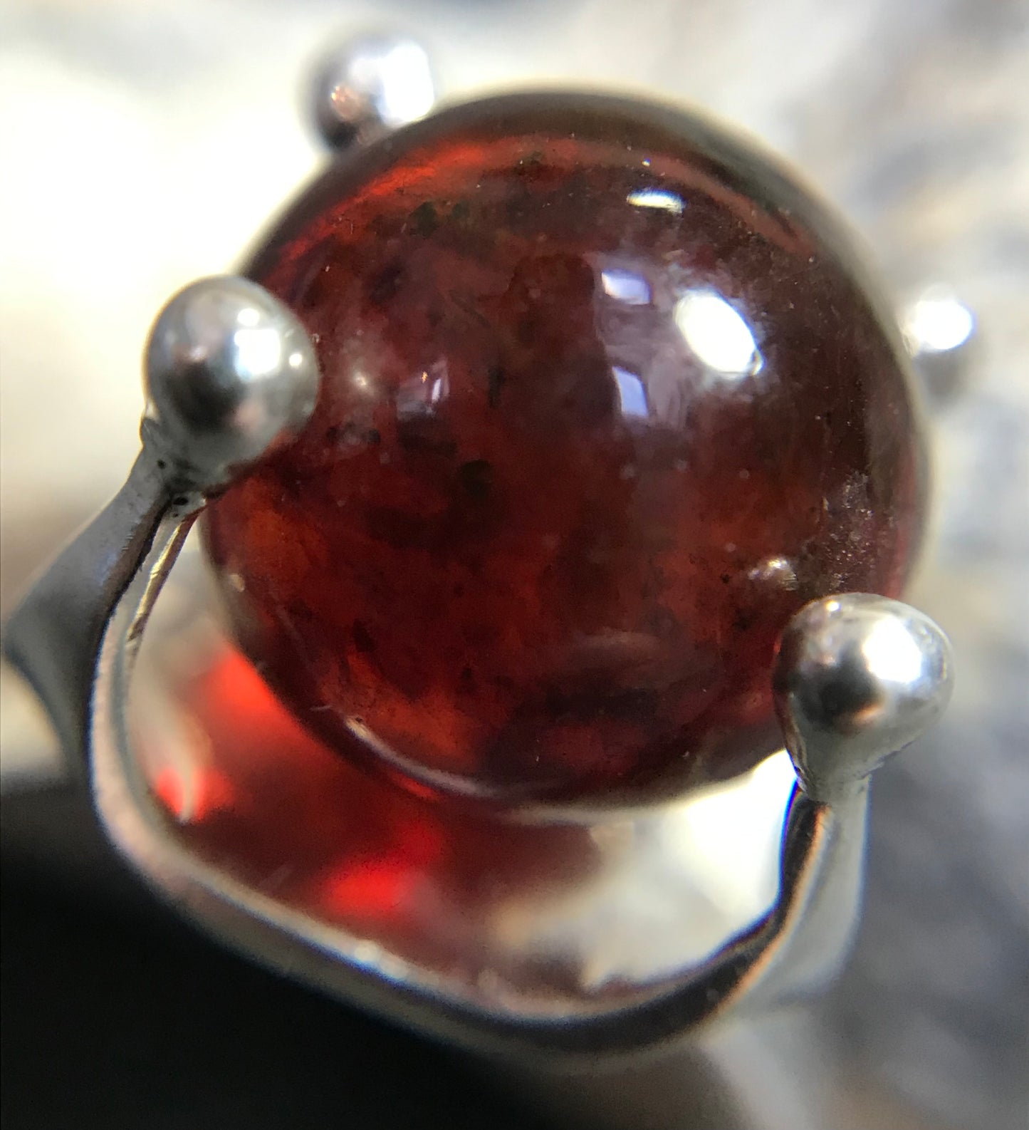 Amazing Danish vintage sterling silver and Amber sphere ring.