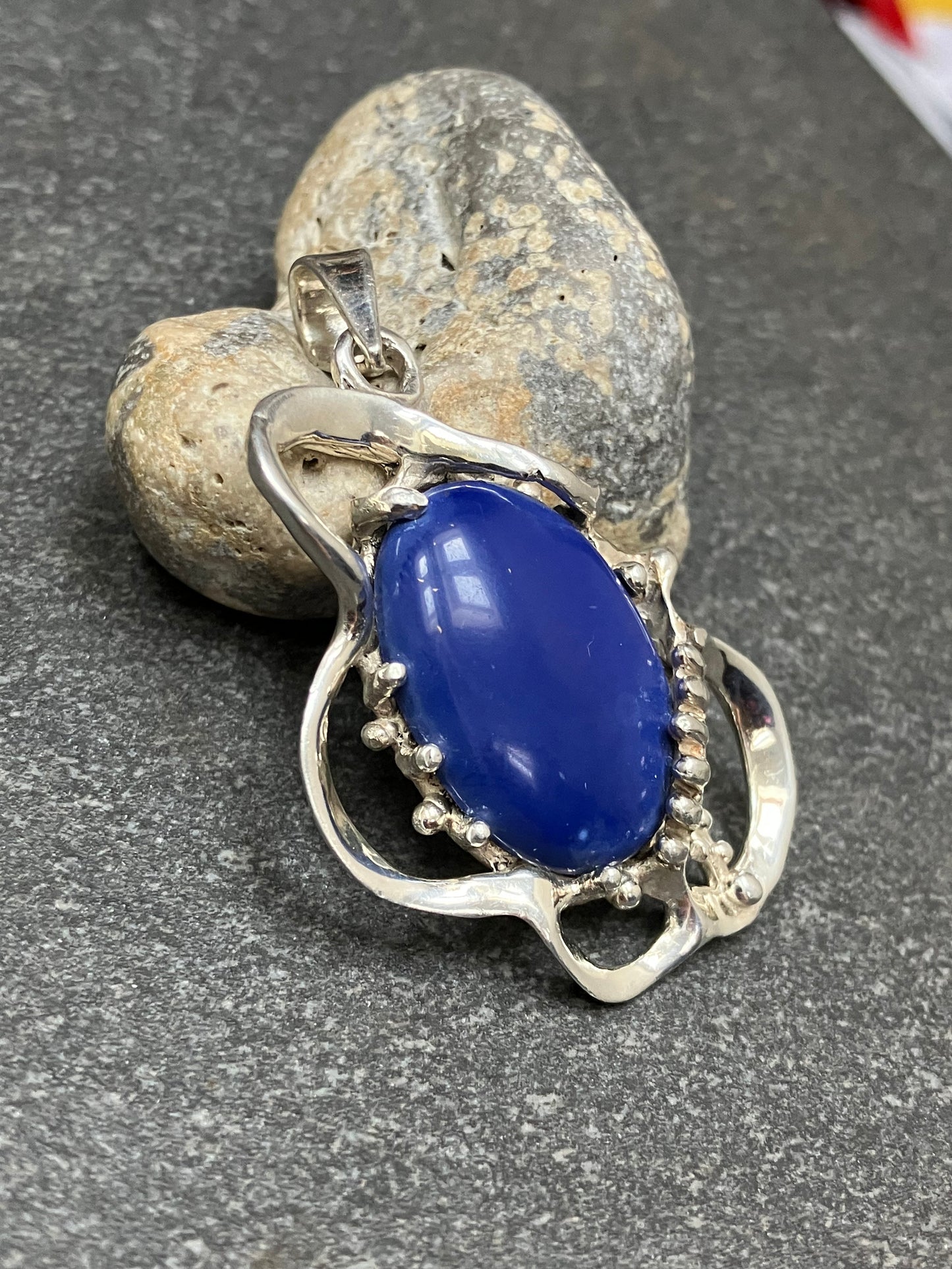 Vintage Mexican sterling silver and blue quartz stone.