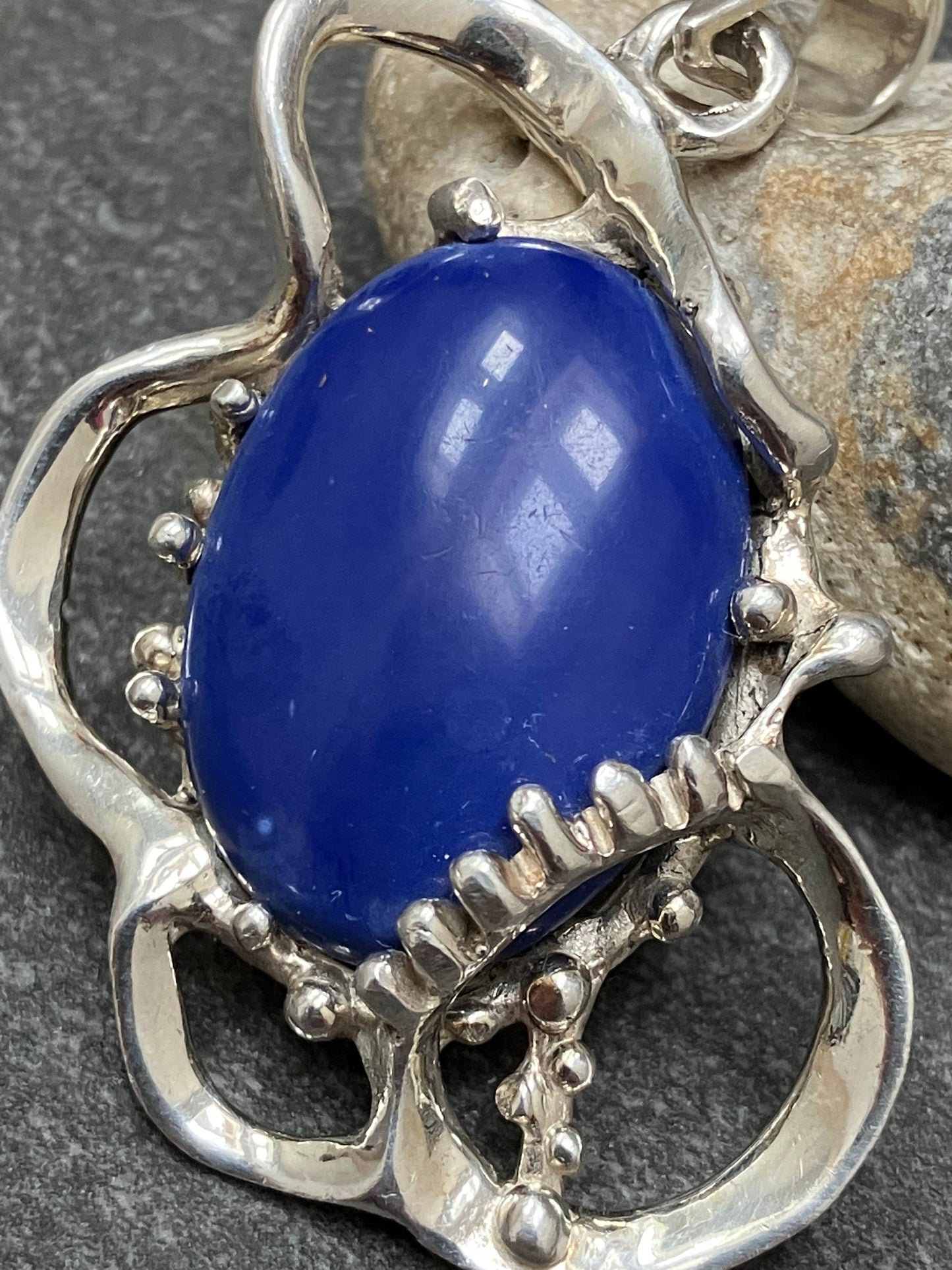 Vintage Mexican sterling silver and blue quartz stone.