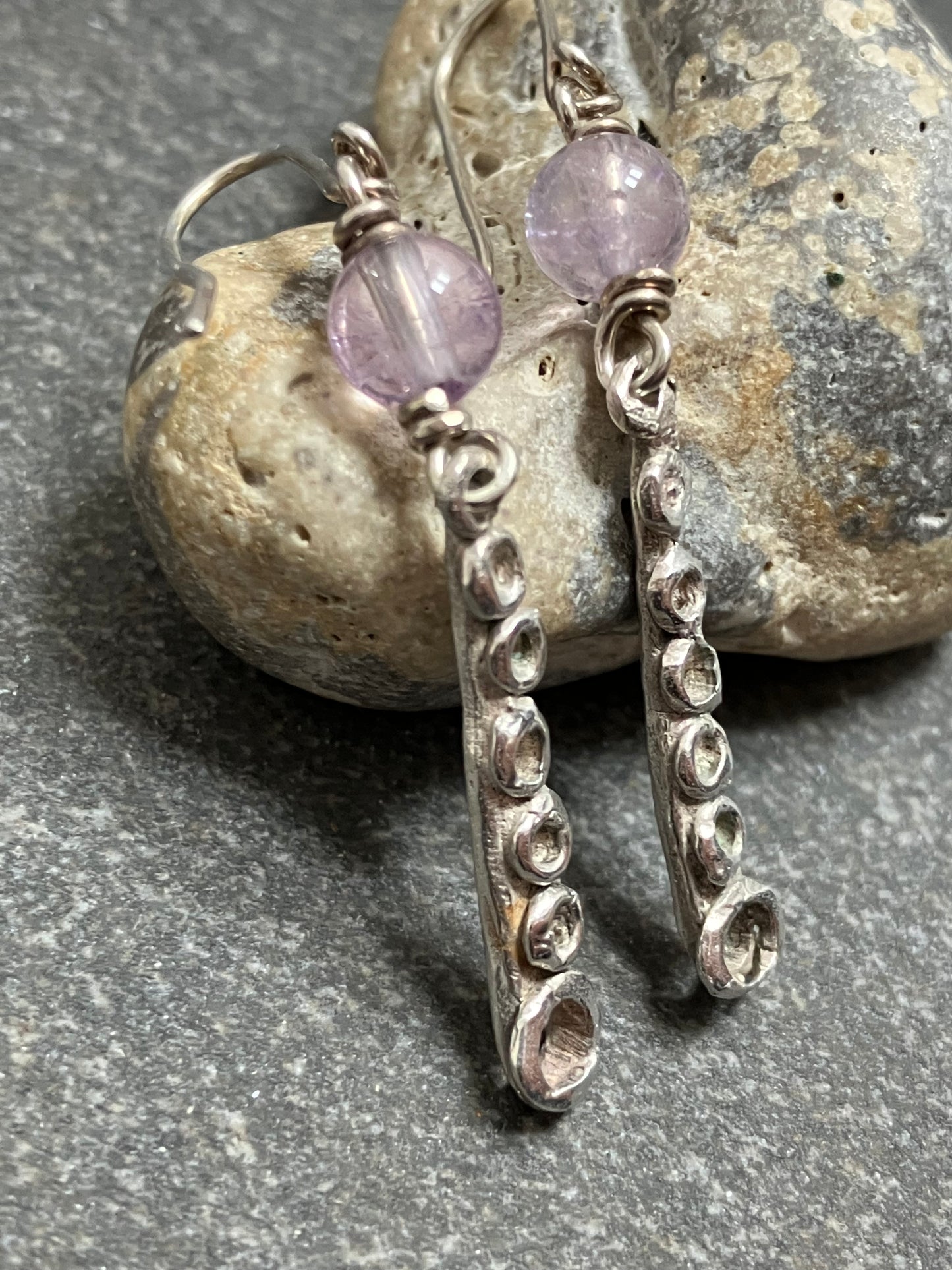 Vintage sterling silver and amethyst earrings.