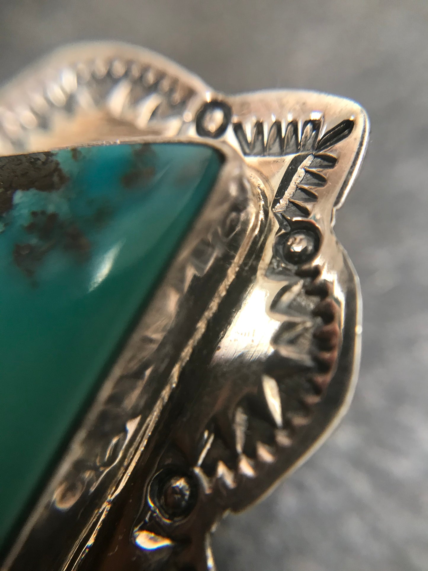 Statement vintage sterling silver Native American clip earrings with stunning Campitos turquoise from Mexico. 1983