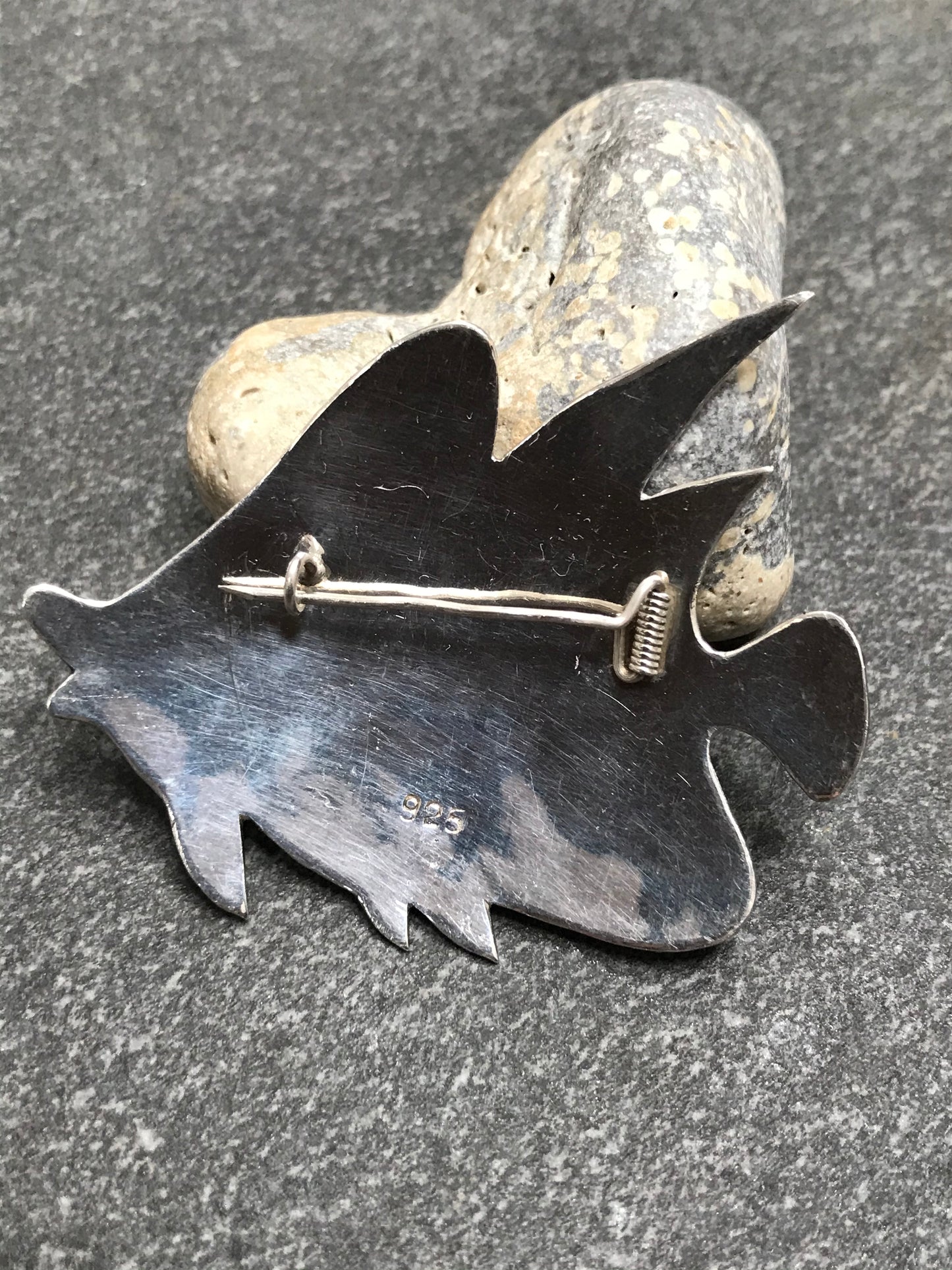 Fabulous sterling silver fish brooch.