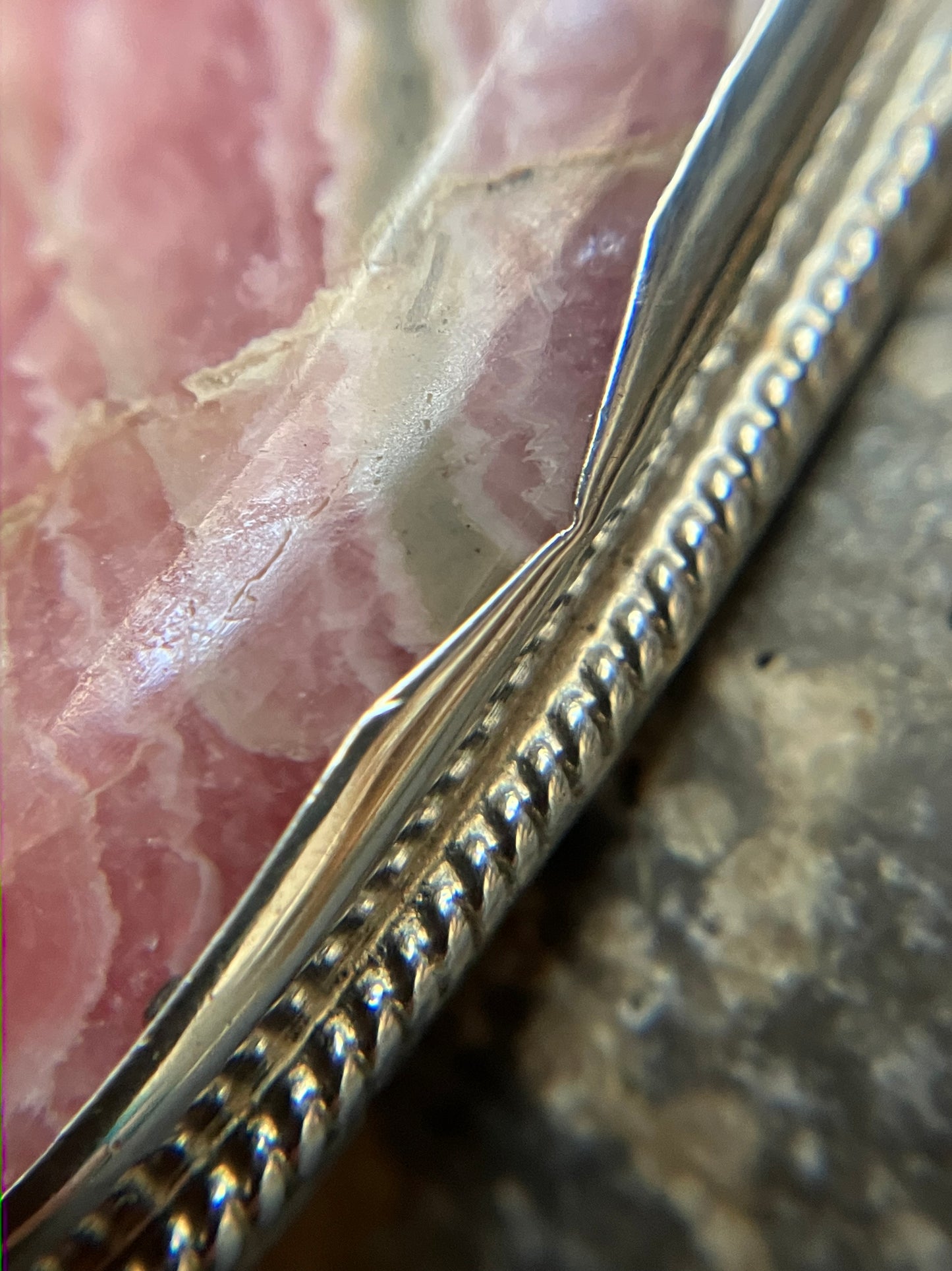 Vintage sterling silver and Rhodochrosite pendant.