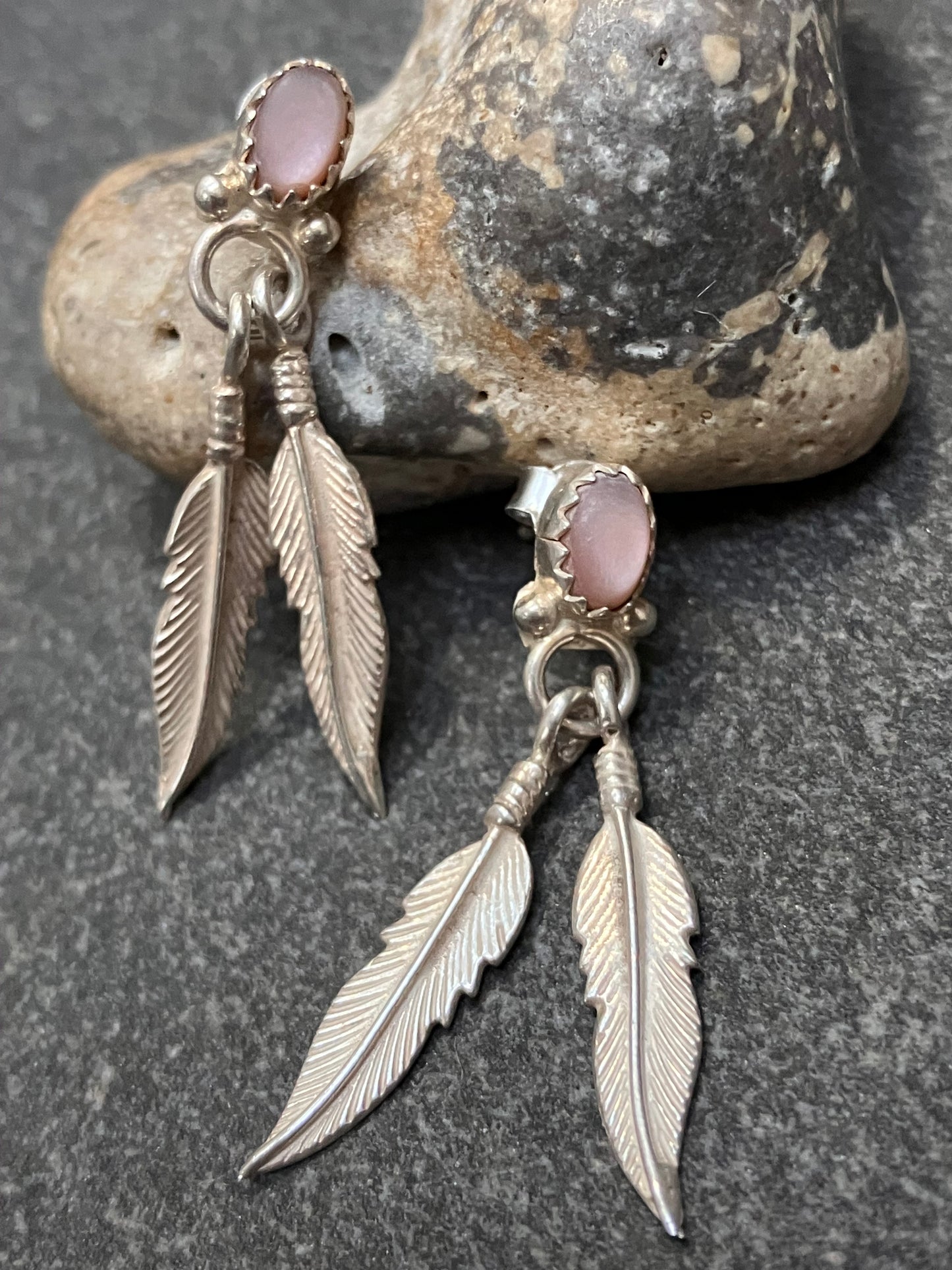 Vintage sterling silver Native American earrings.