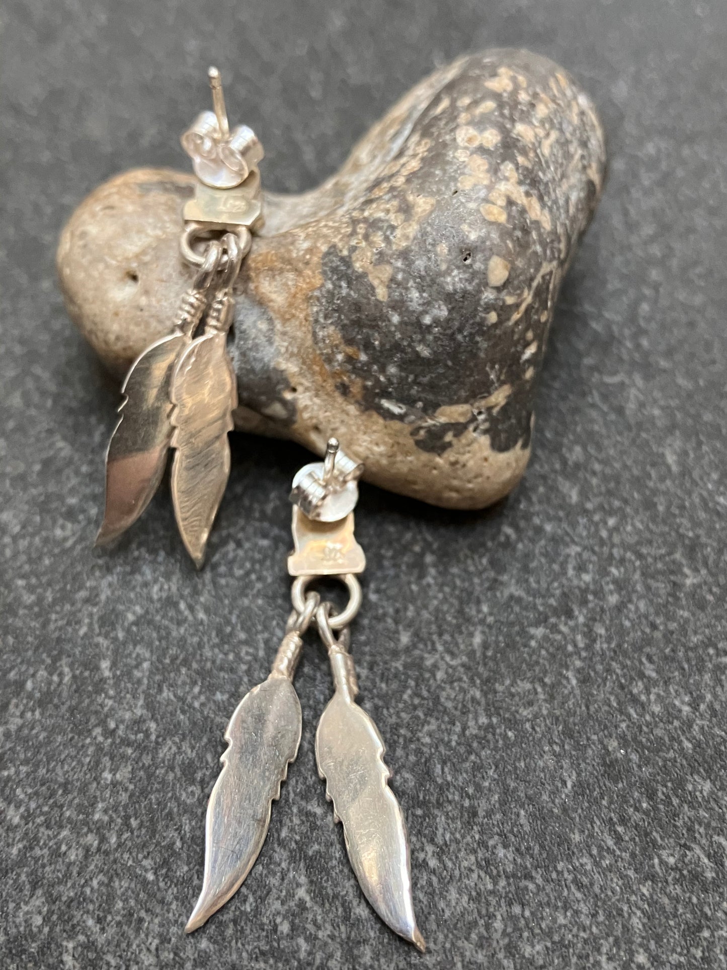 Vintage sterling silver Native American earrings.