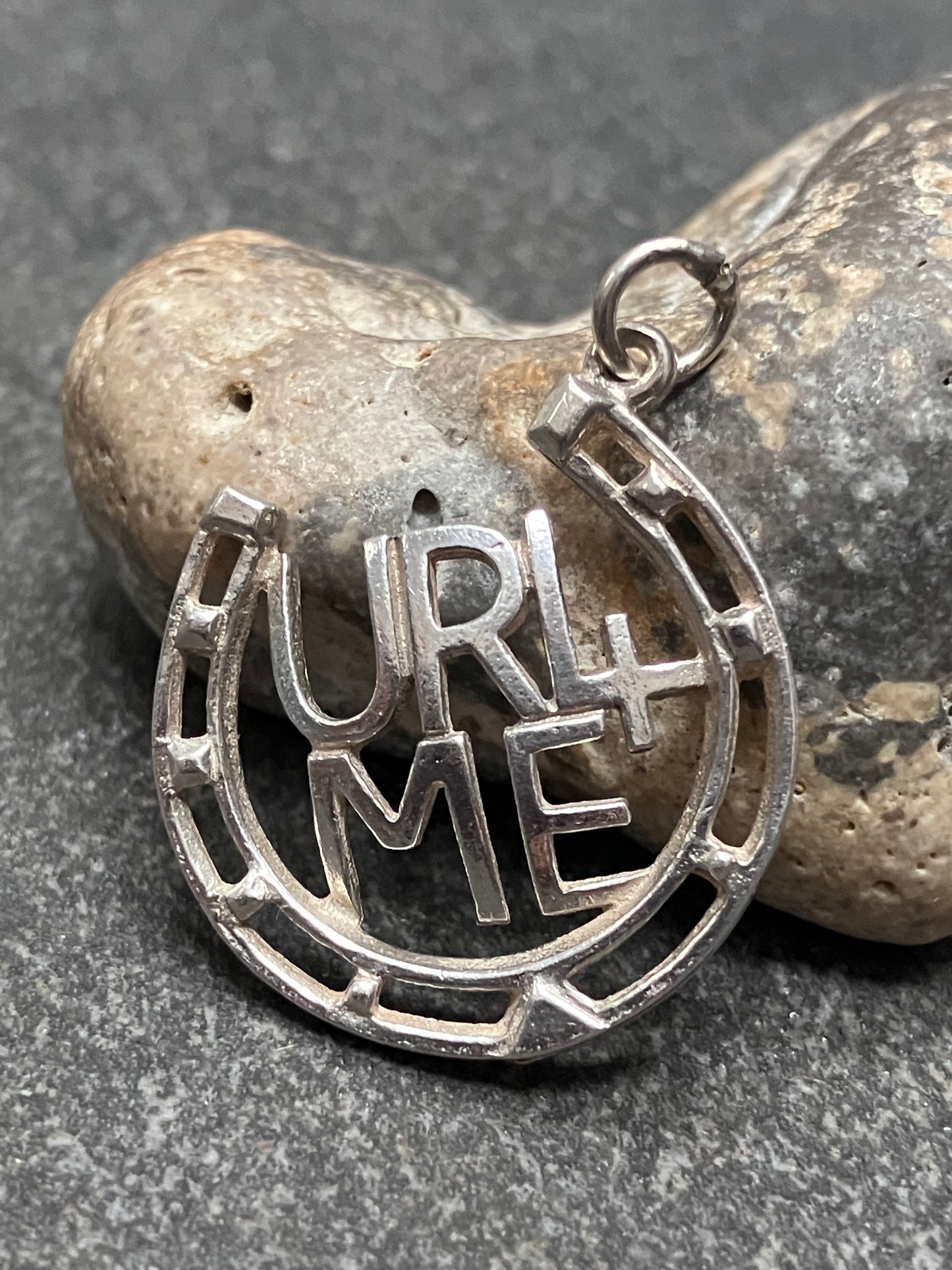 Really fun UR4 ME vintage sterling silver pendant, circa 1980’s piece.