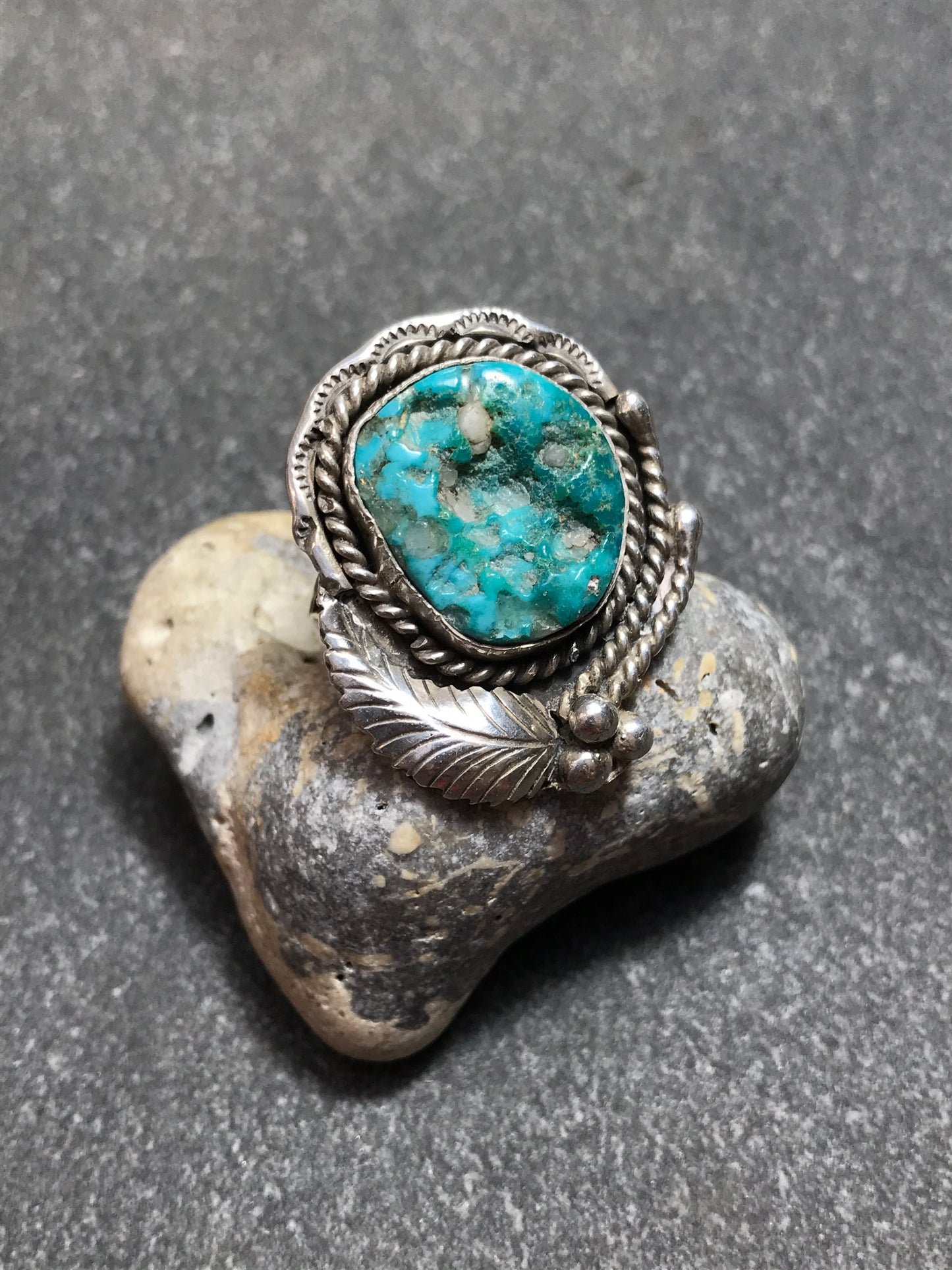 Vintage Native American sterling silver and turquoise statement ring.