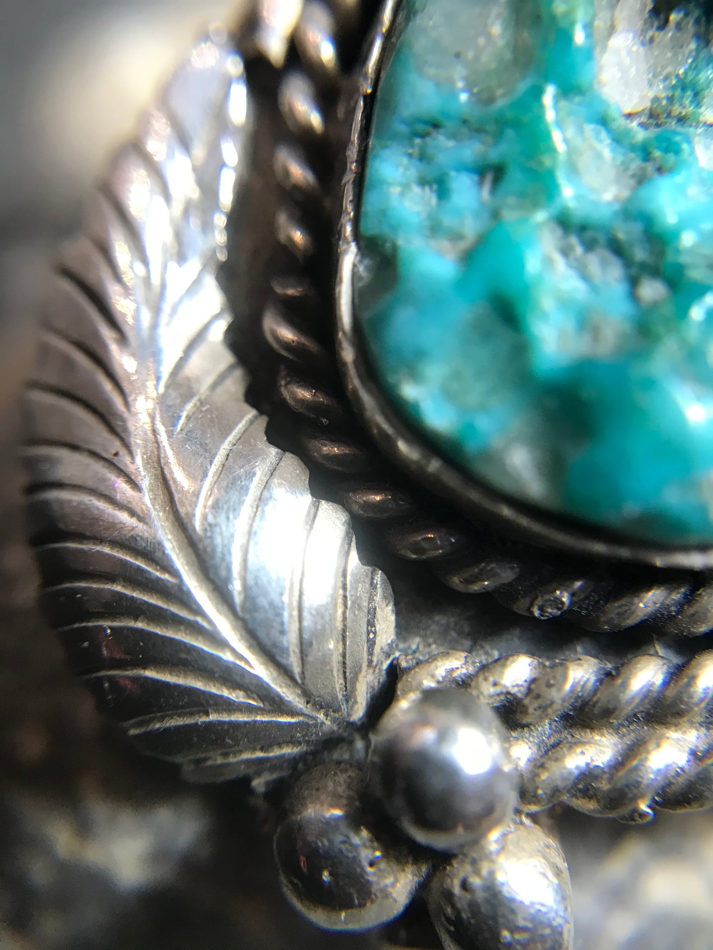 Vintage Native American sterling silver and turquoise statement ring.