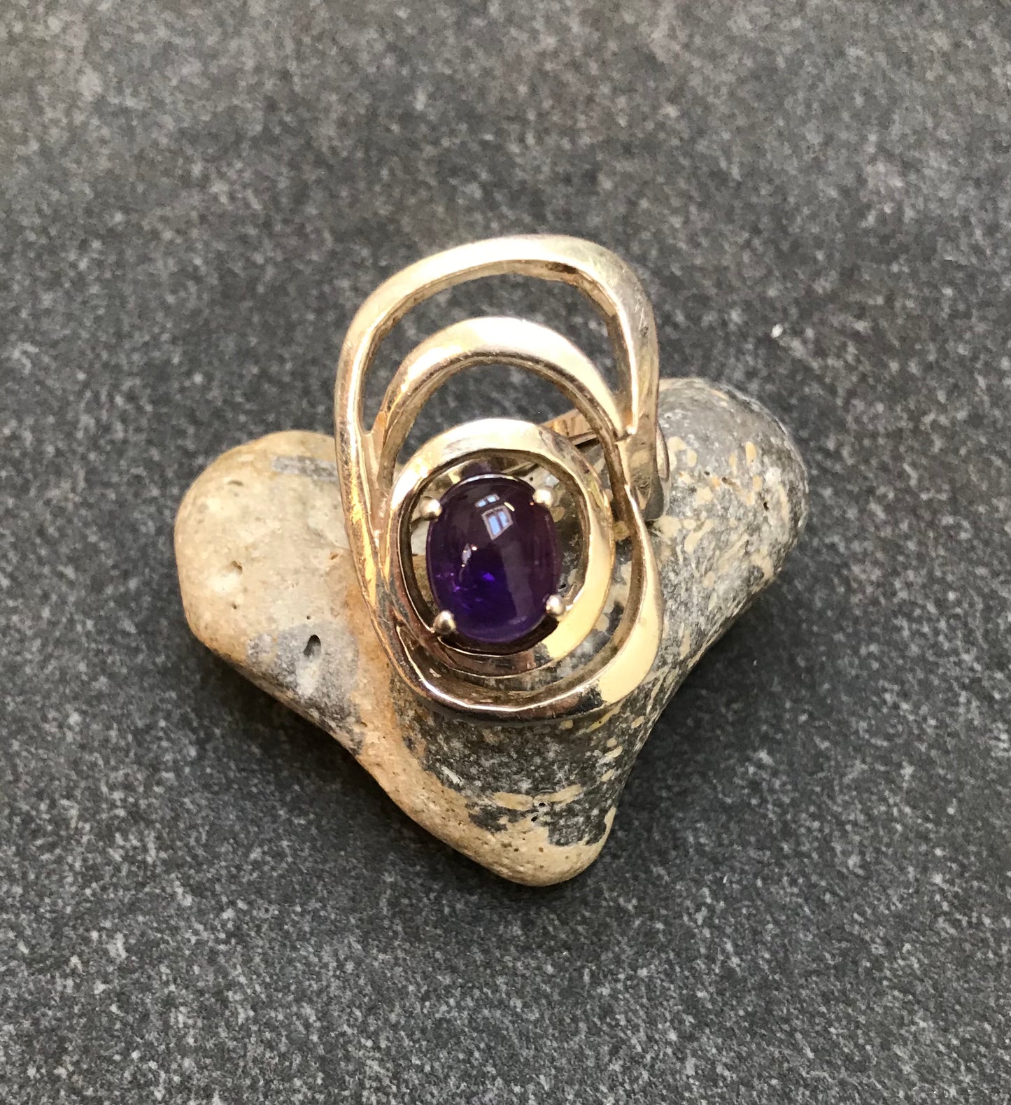 Fabulous Gunnar Thorvald Ekberg Danish sterling silver and Amethyst ring